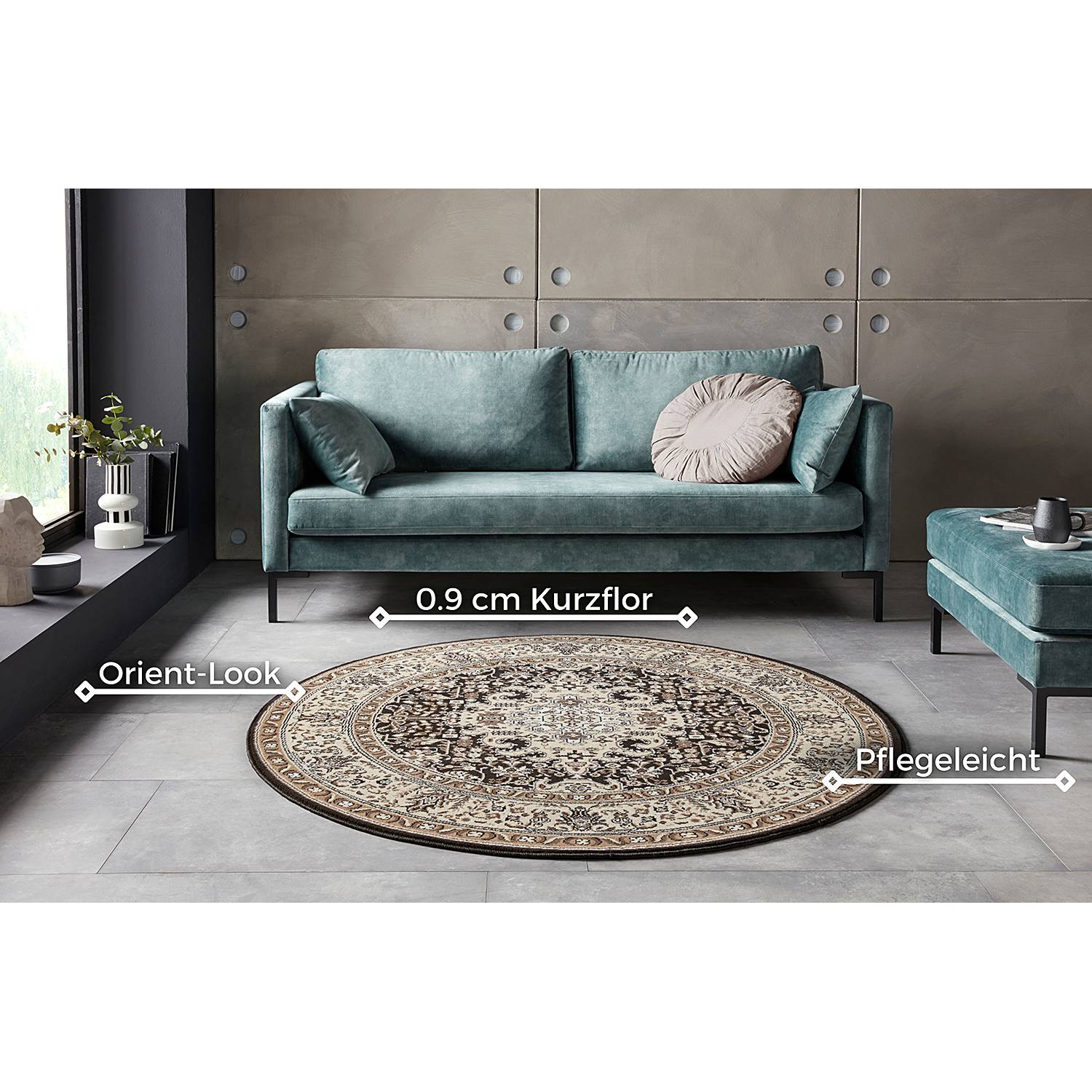 Kurzflorteppich Skazar Isfahan Braun