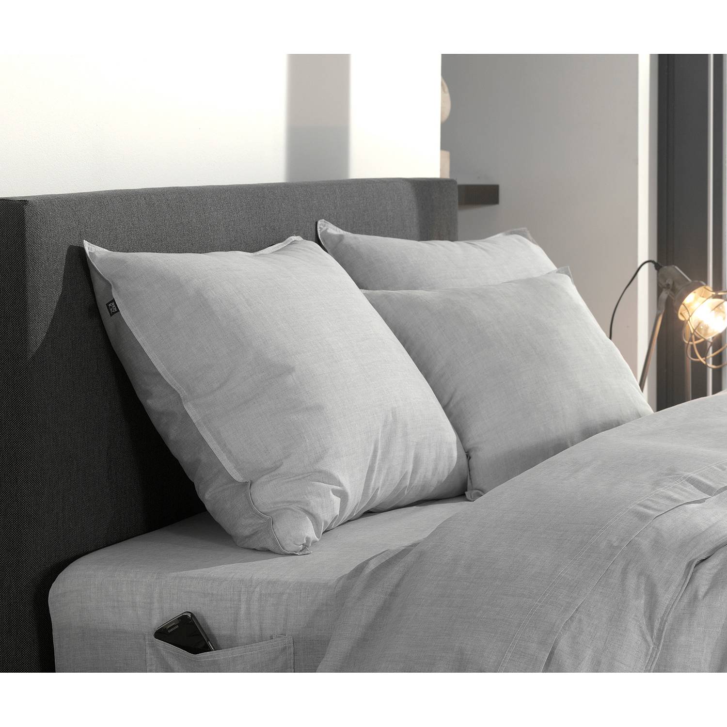 Pillowcase Lino II Cotton Light Grey 60 x 70 cm