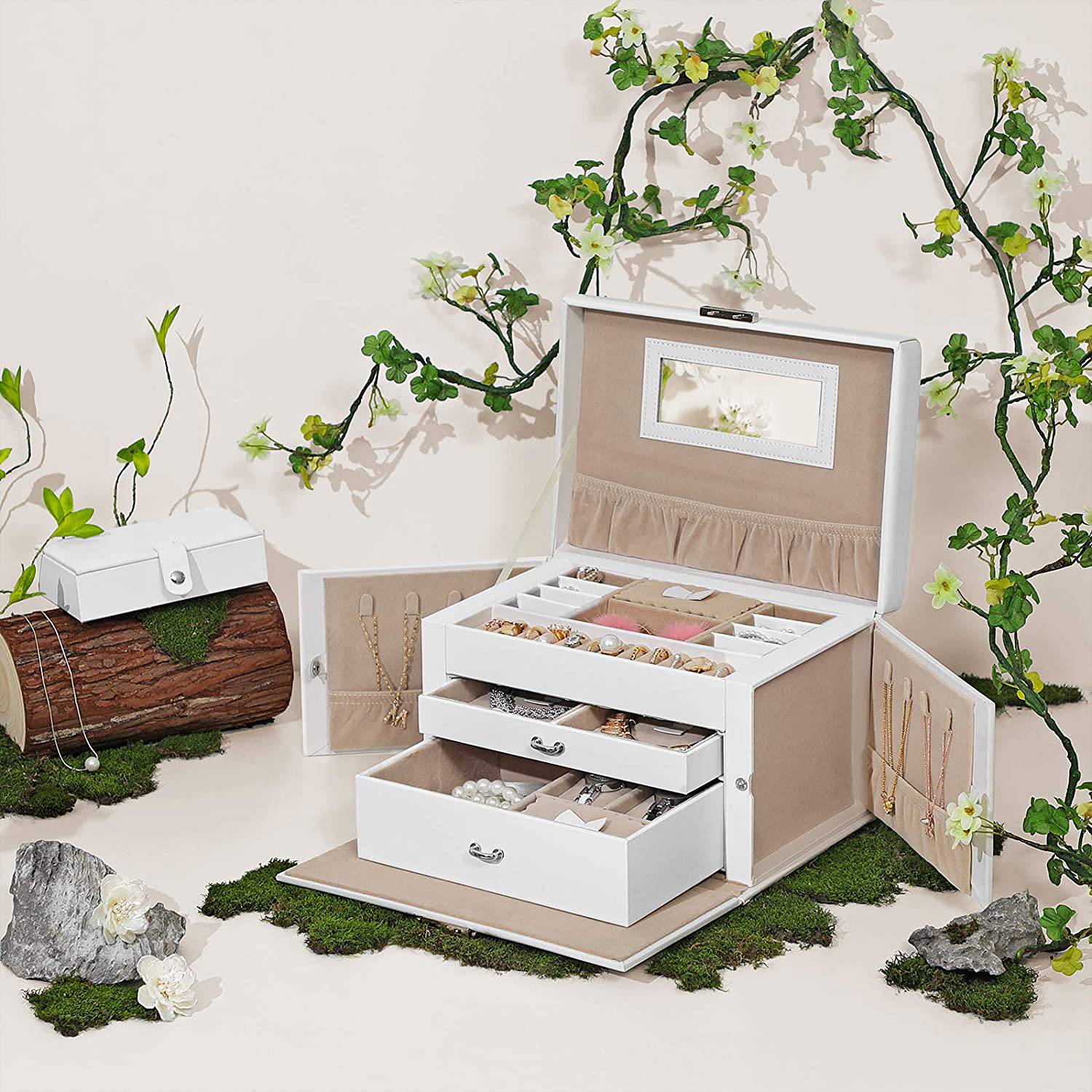 Schmuckbox La Chapelle III Kunststoff / Samt Weiß