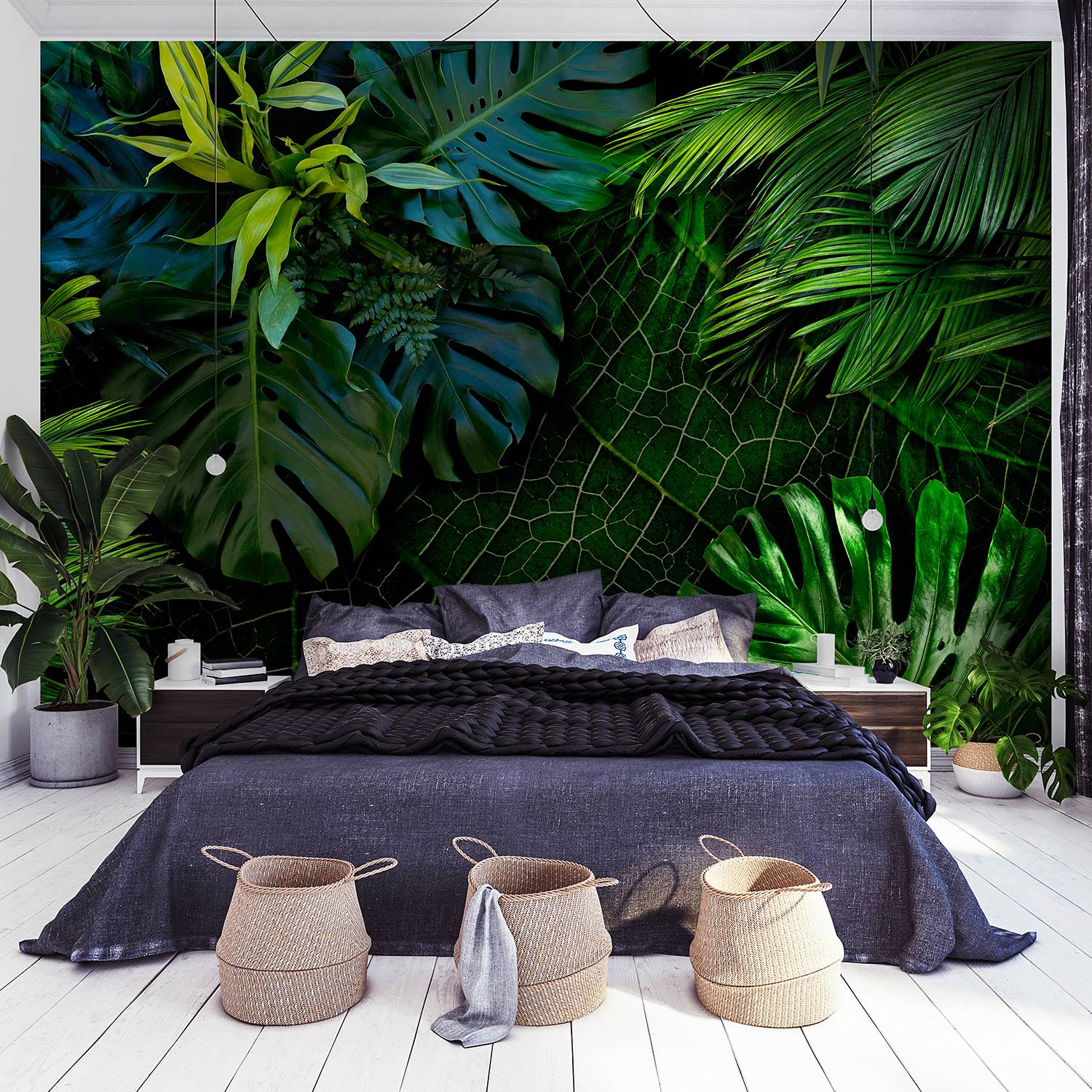 Non-woven wallpaper Darl Jungle Green Leaves Non-woven Green