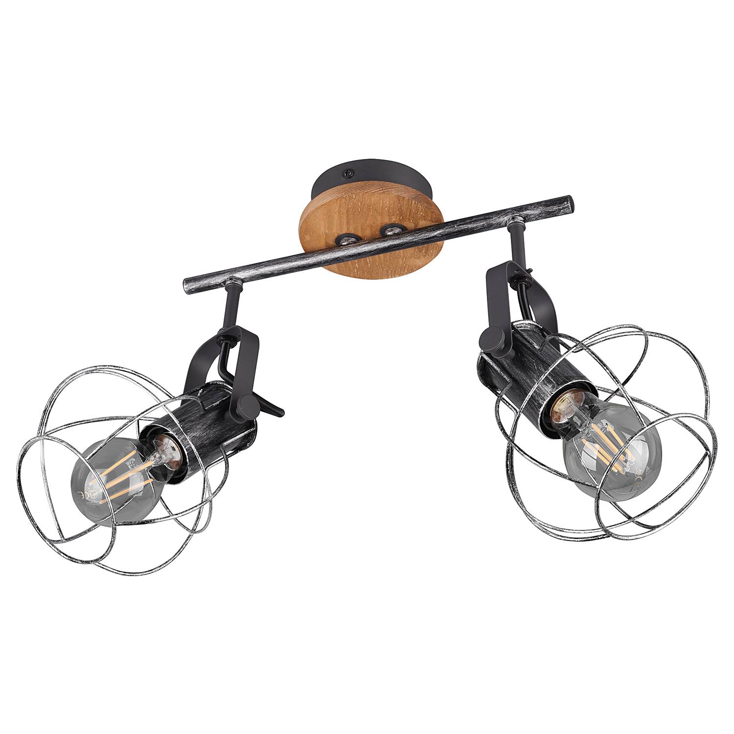 Ceiling light Madras I Solid wood 2-bulb Silver