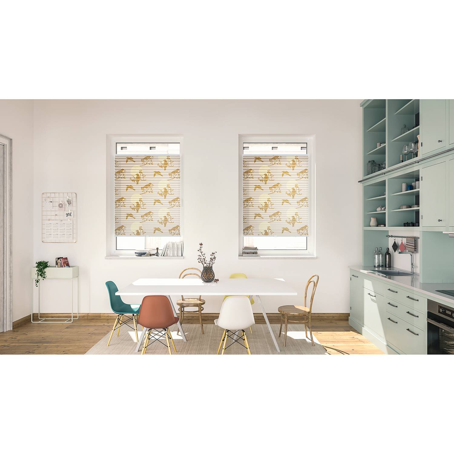 Plissee Klemmfix Moon Birds Polyester Beige 45 x 130 cm