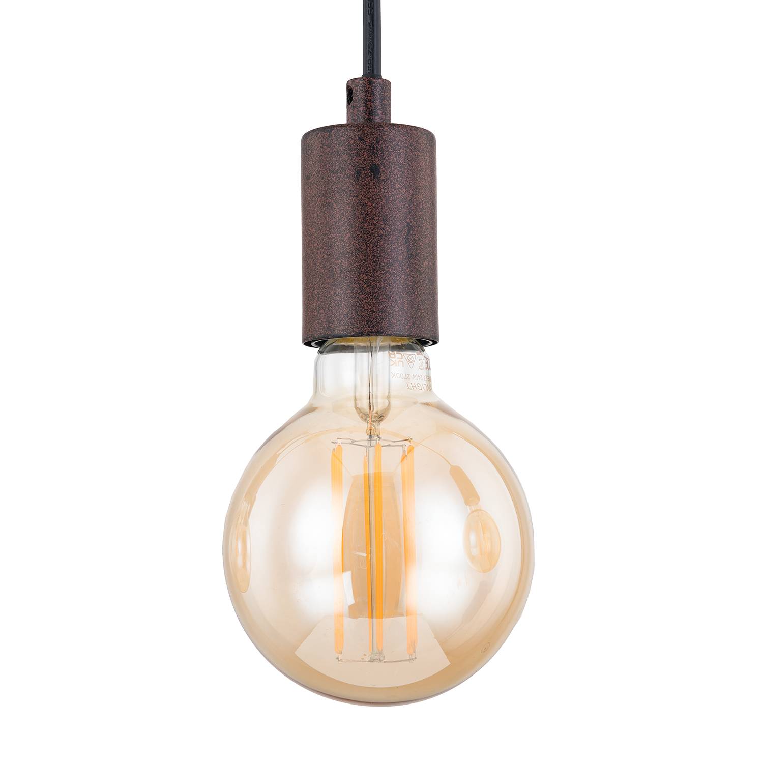 4-flame pendant light Linn II partly solid wood ash iron
