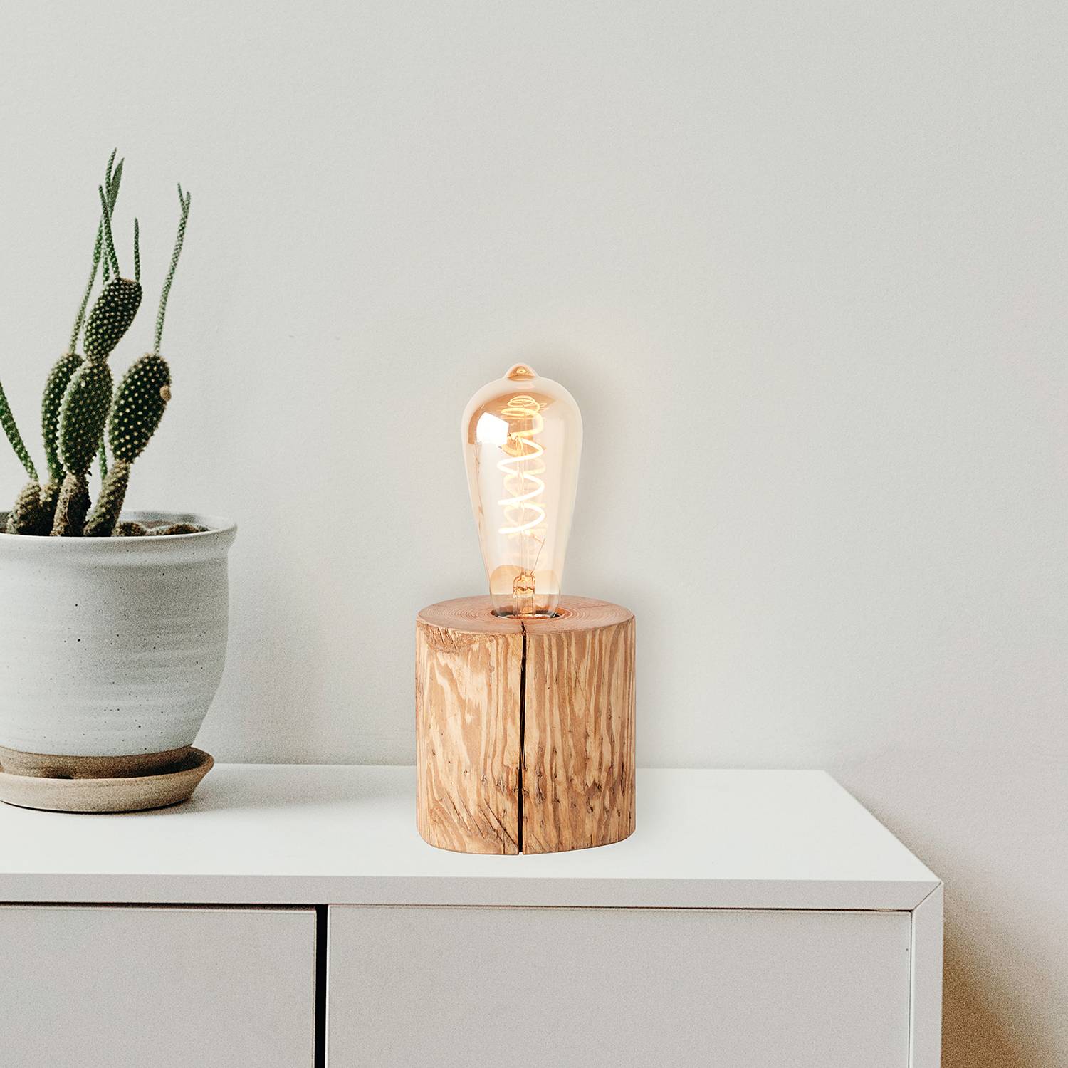 Table lamp Trabo I Pine partly solid