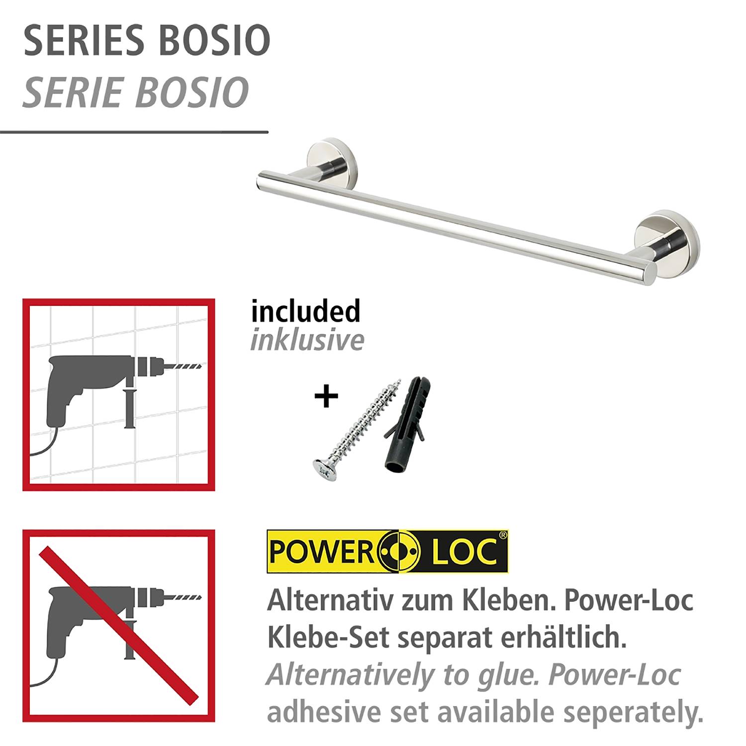 Towel rail Bosio Stainless Steel Silver