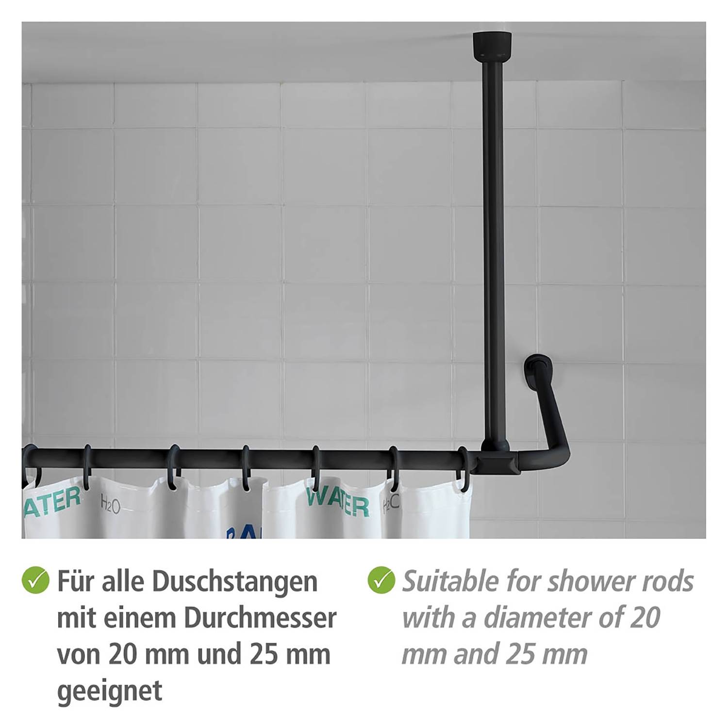 Deckenstütze für Duschstange Aluminium / Kunststoff Schwarz