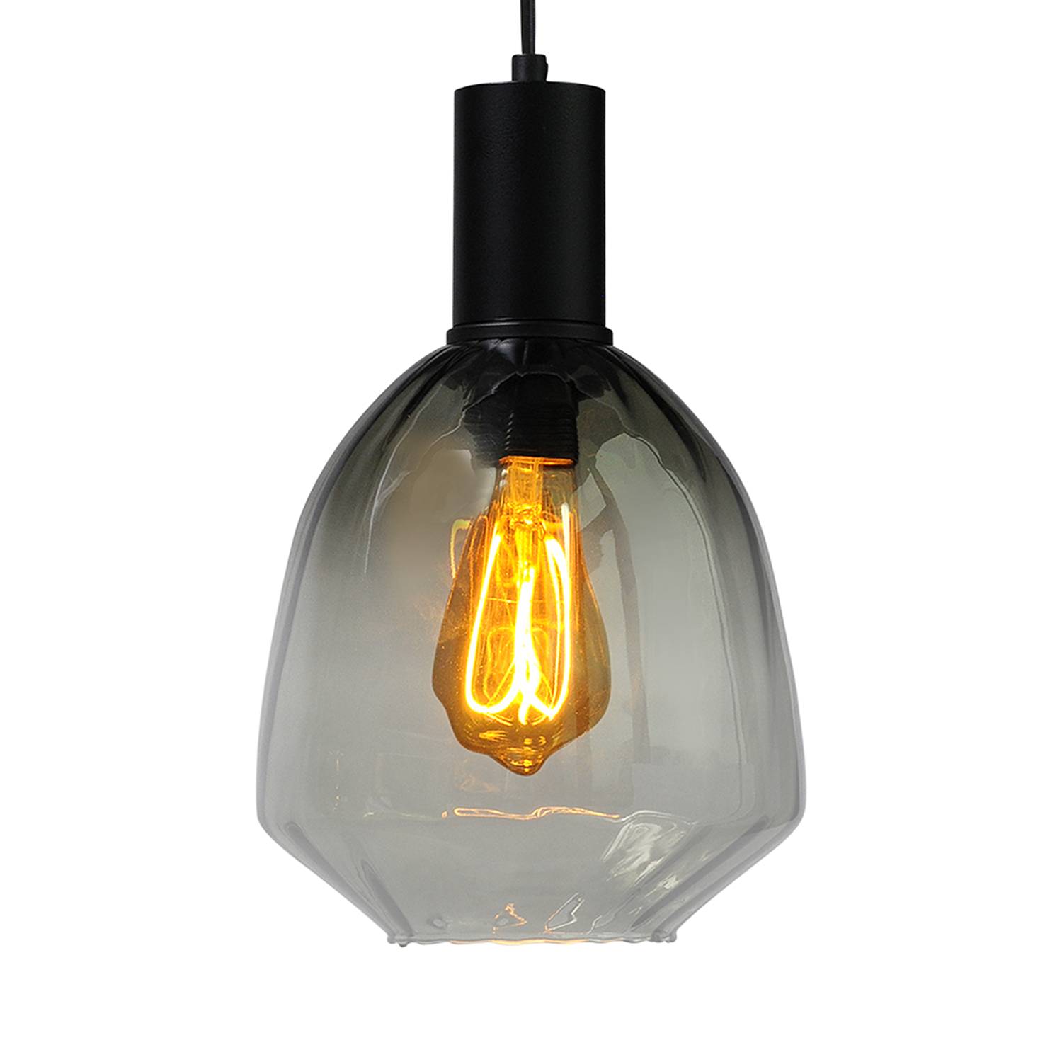 1-Flame Pendant Lamp Porto IV Clear Glass Steel