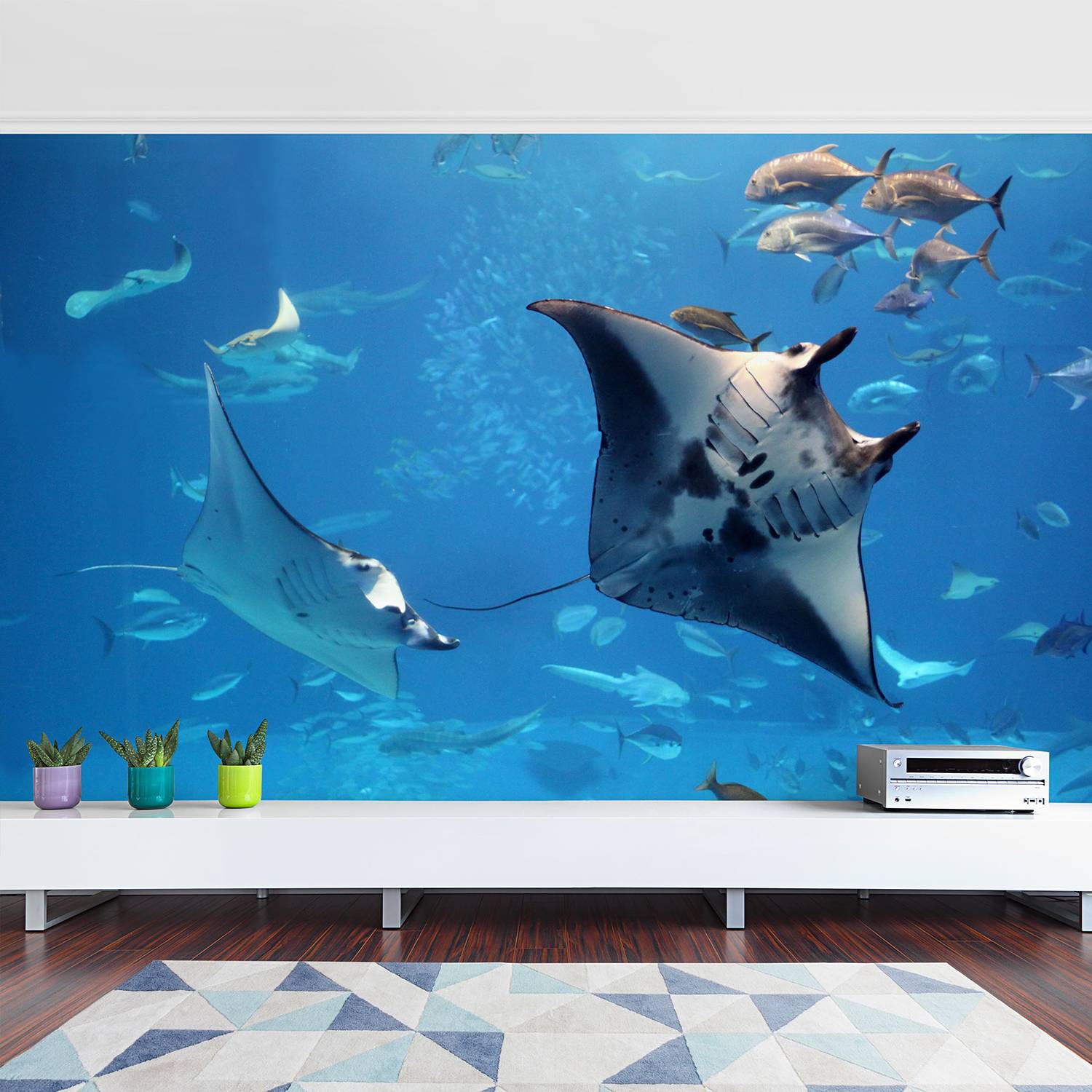 Vliestapete Manta Ray Vliespapier Blau 432 x 290 cm