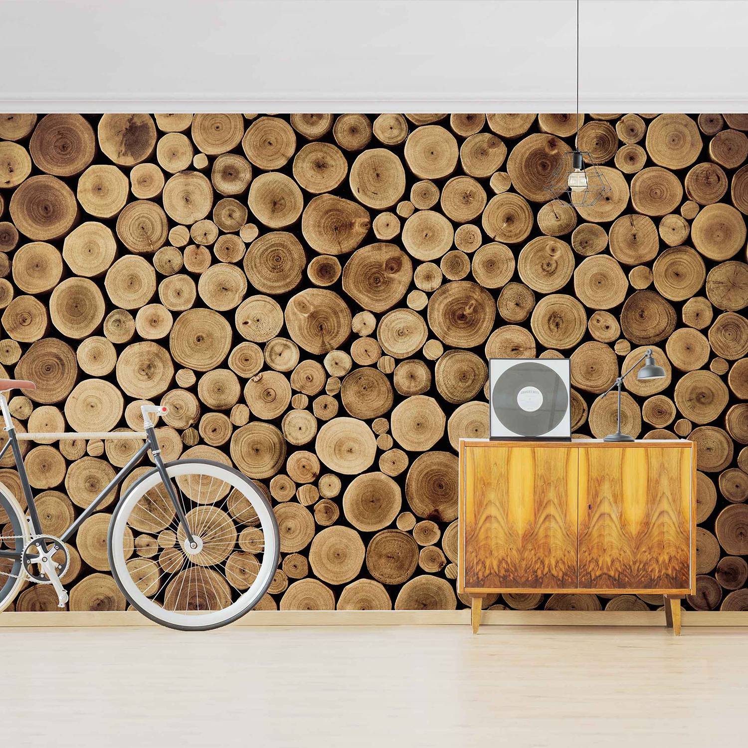 Vliestapete Homey Firewood Vliespapier Braun 384 x 255 cm