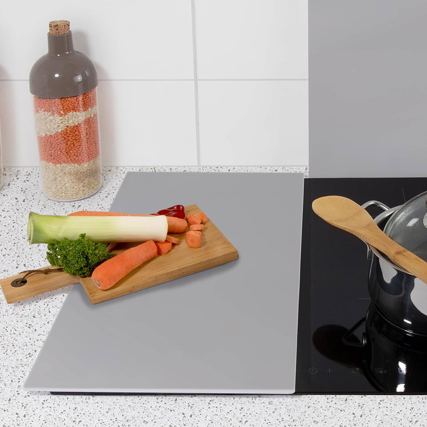 Stovetop cover Caporio Safety glass Grey