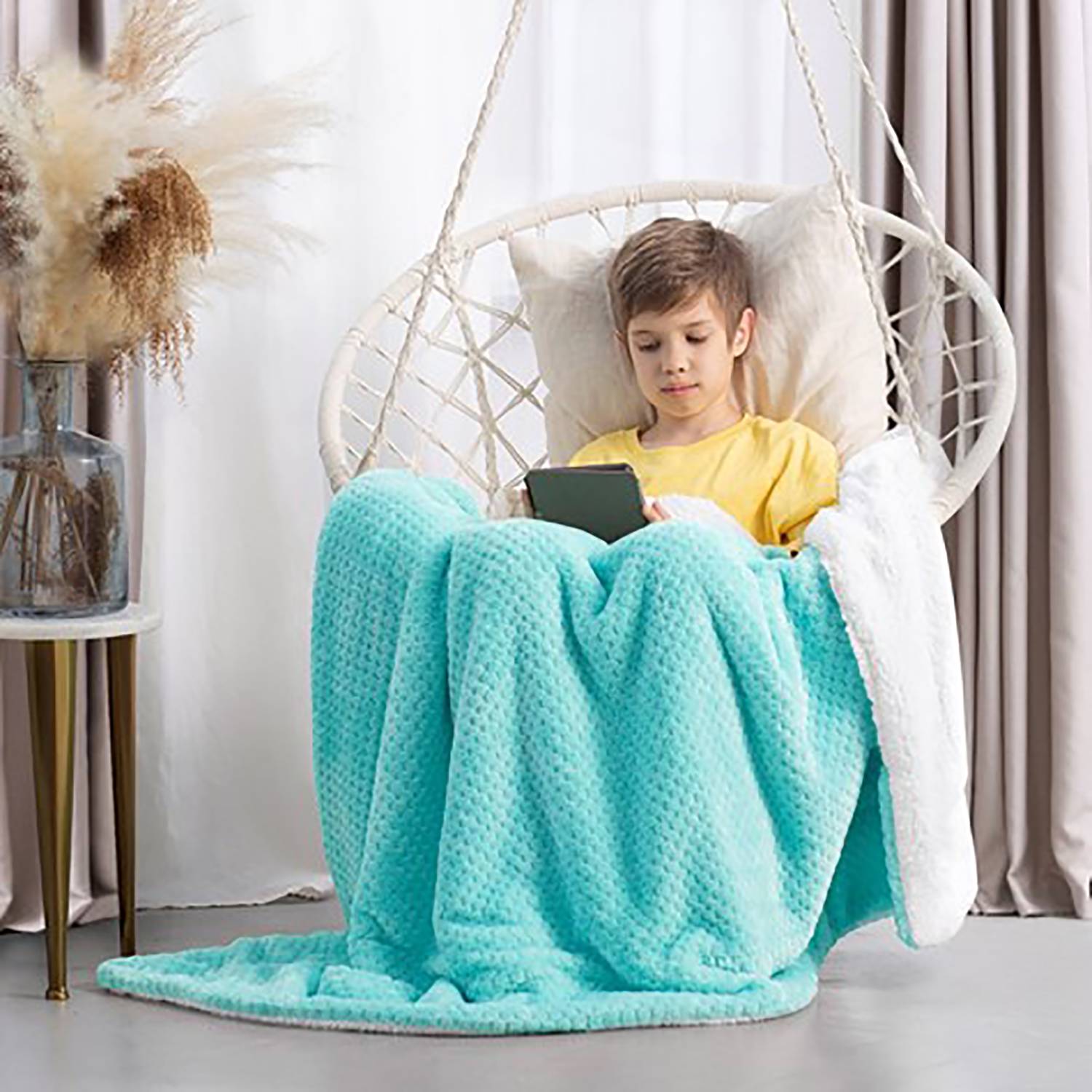 Leepy Cozy Blanket Polyester Turquoise 130 x 180 cm