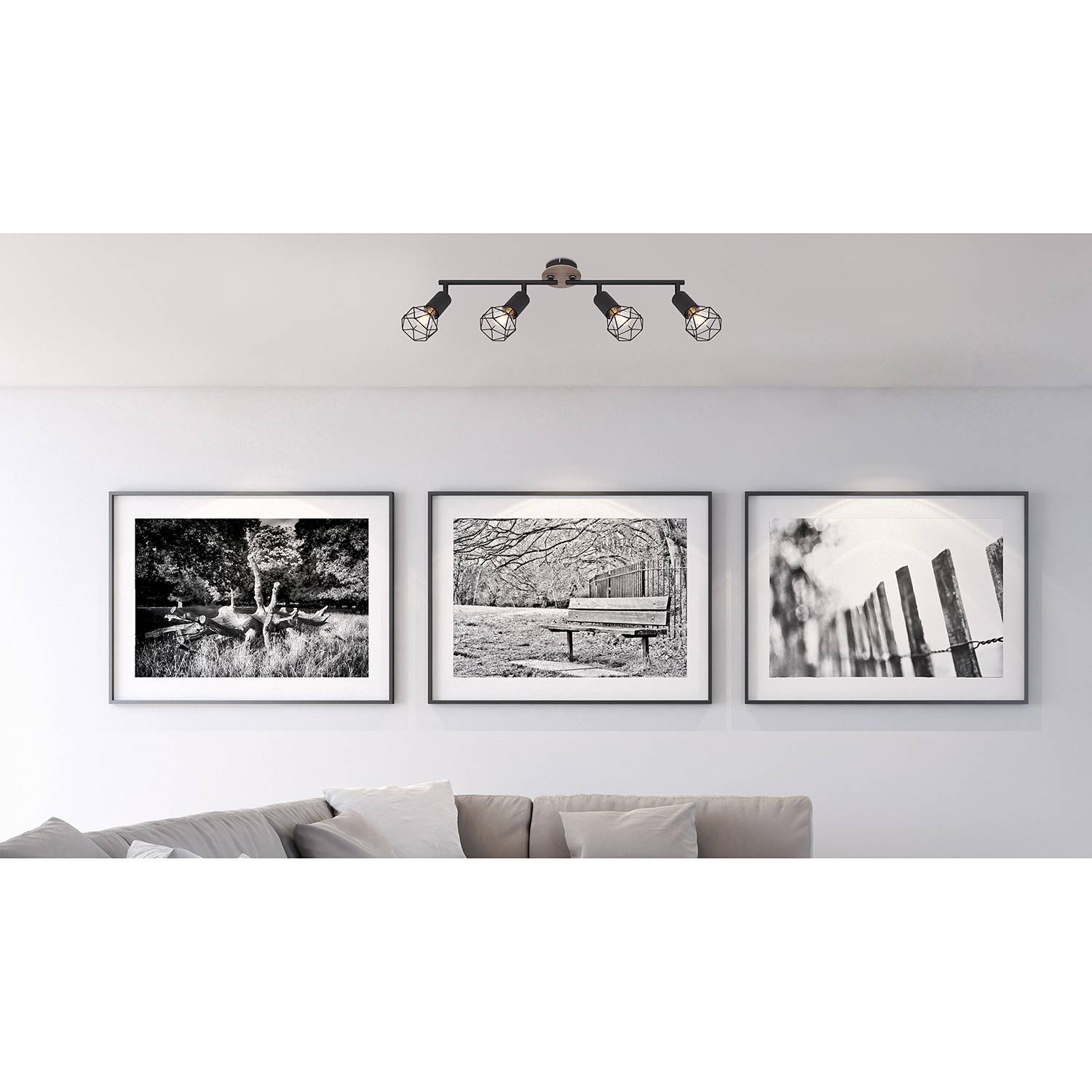 Xara IX Ceiling light Iron 4-flame