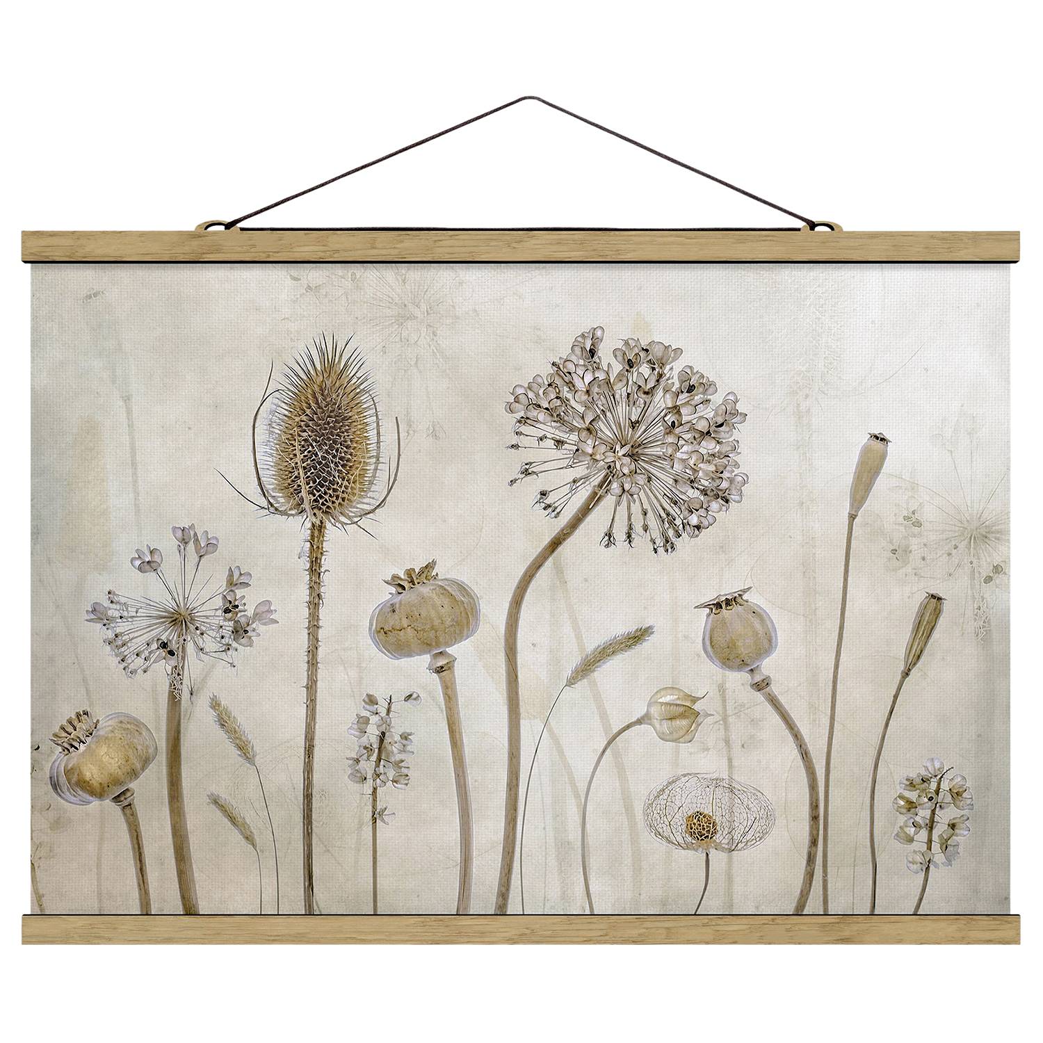 Fabric Picture Growing Old II Textile; Solid Wood Beige