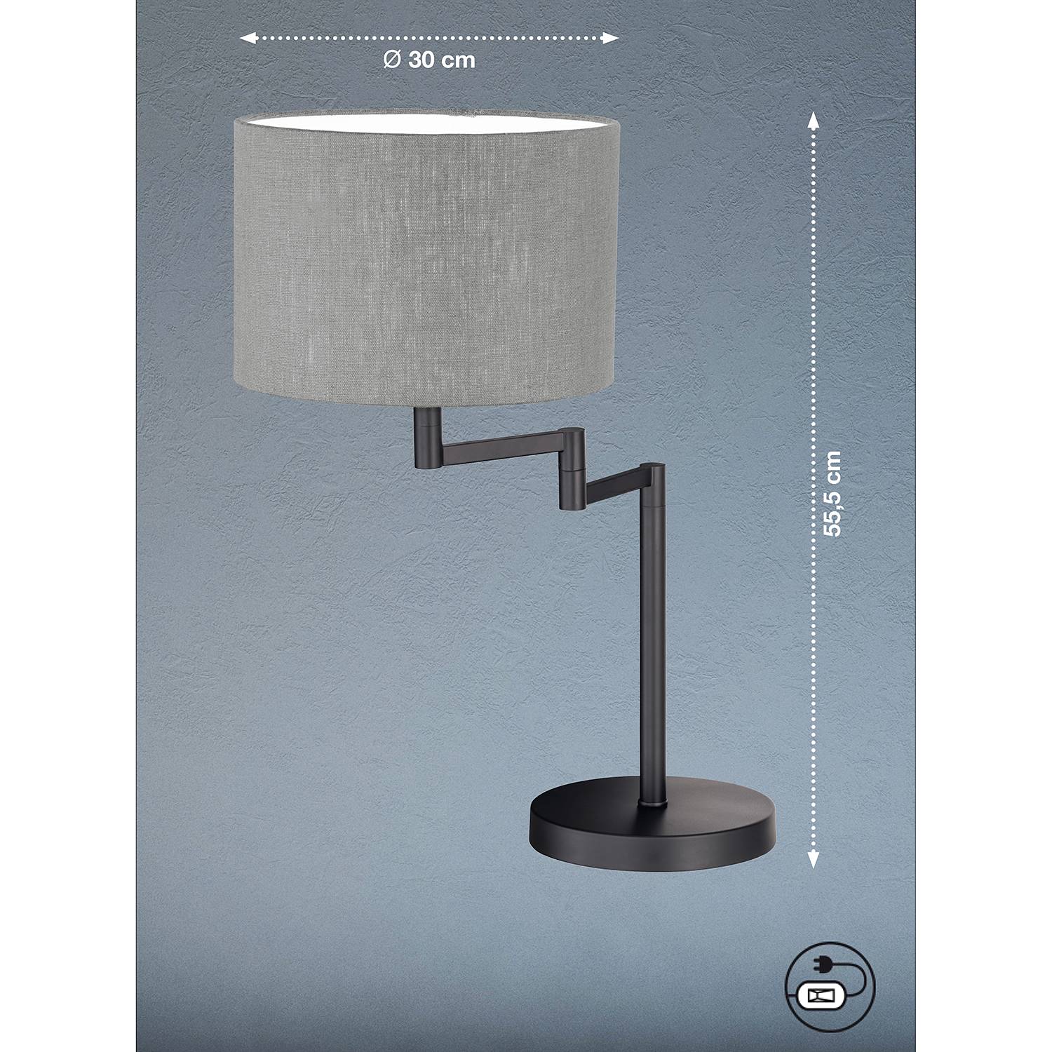 Table lamp Rota Linen Iron