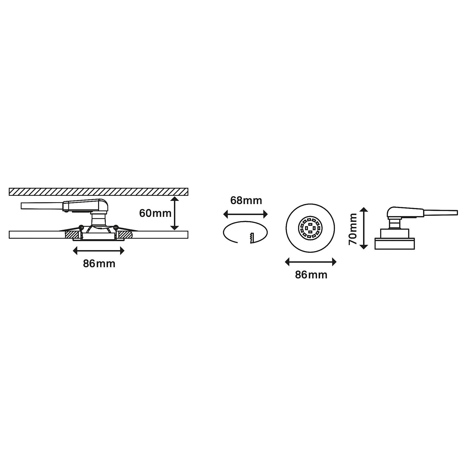 3x Recessed light Dimm I White