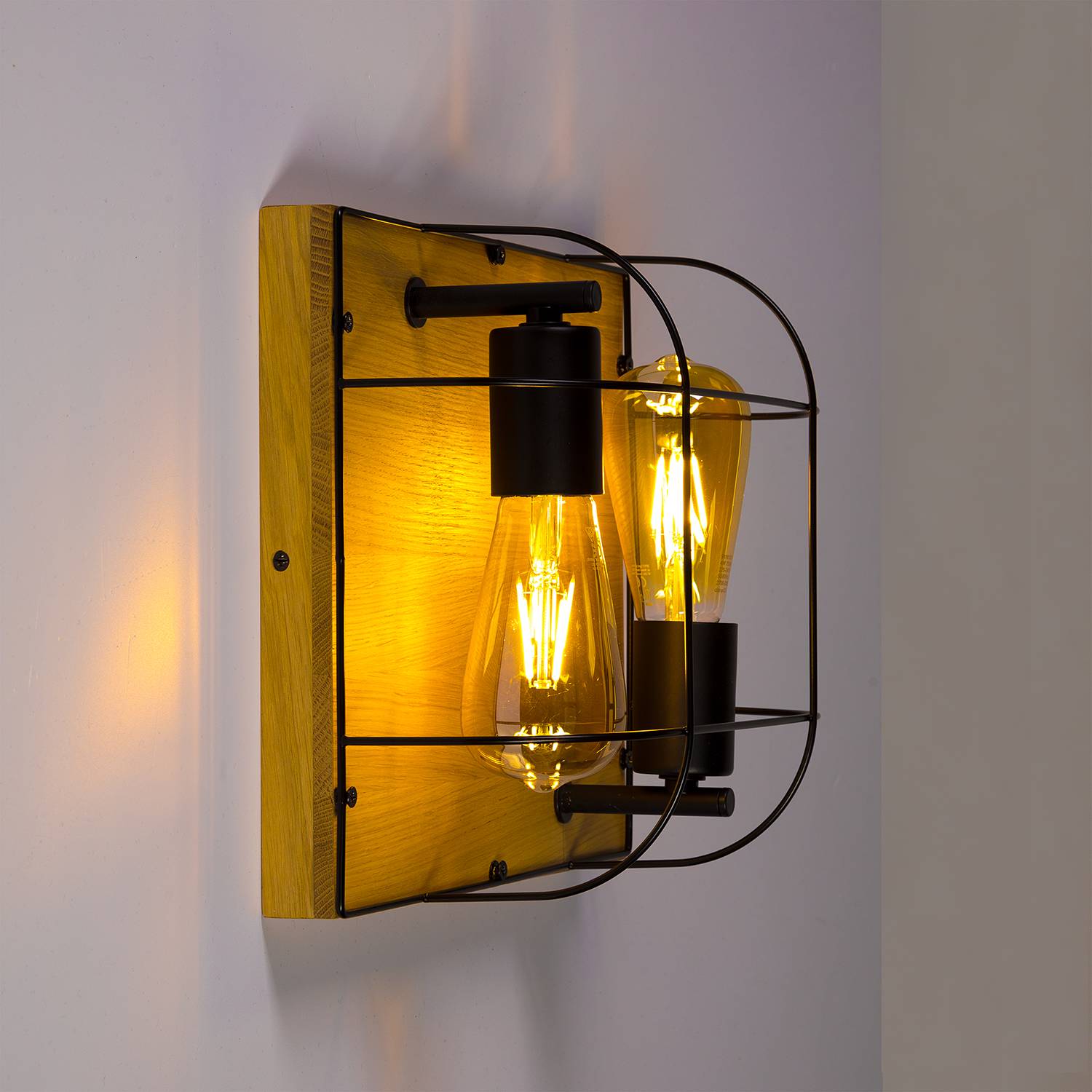 Netuno I Ceiling lamp steel oak 2-flame