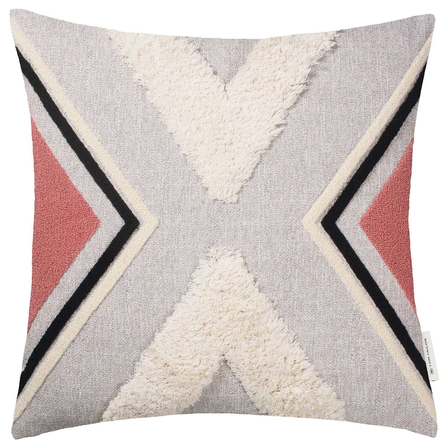 Ethnic Multi Zigzag Pillowcase Polyester Linen Beige