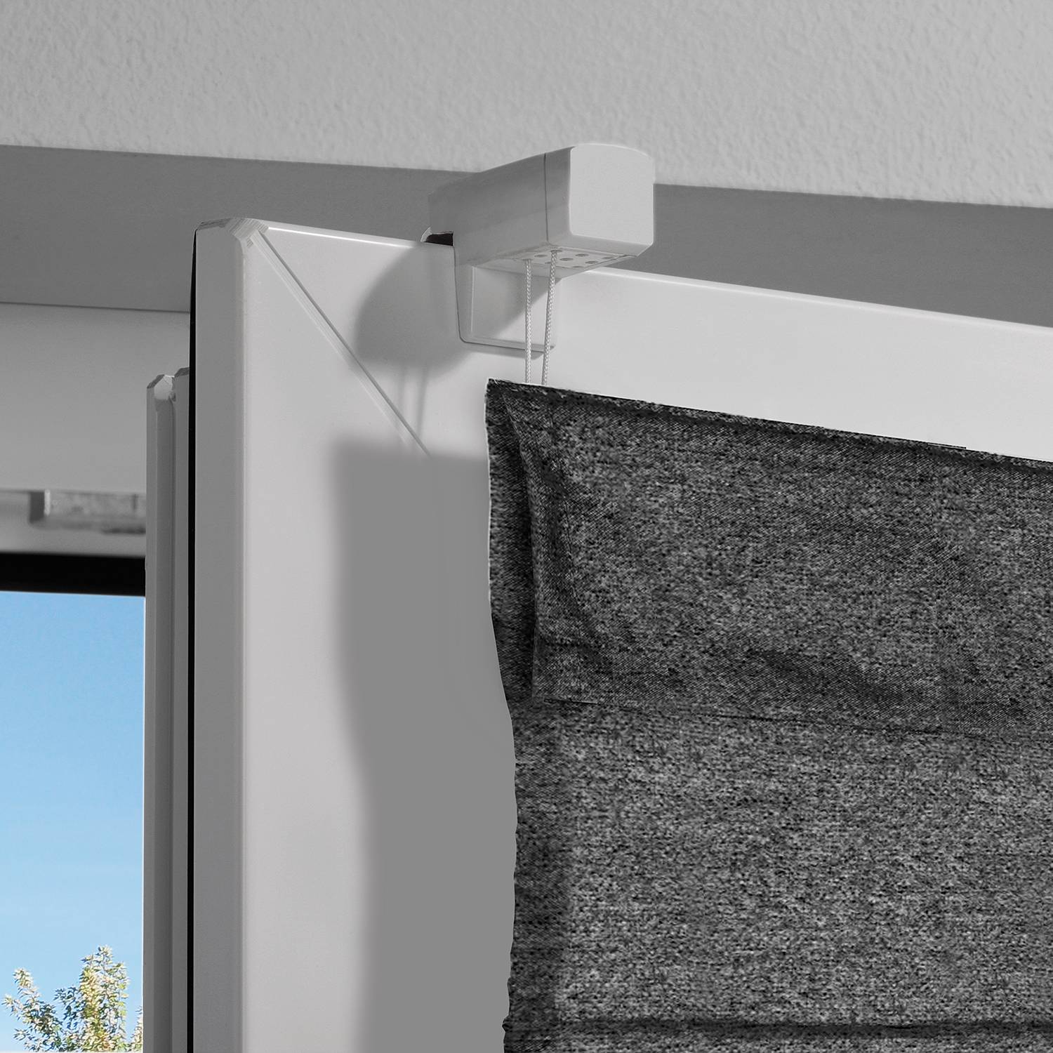 Faltrollo Chalet Blickdicht Polyester Anthrazit 130 x 80 cm