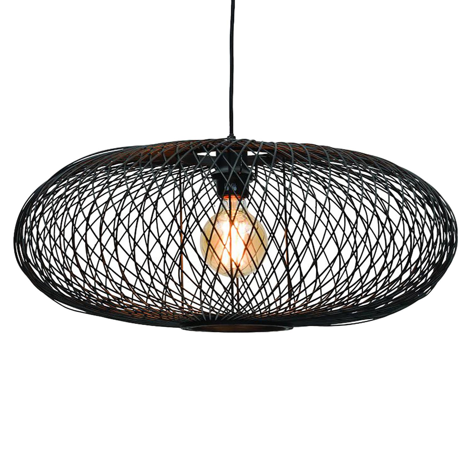 Pendant lamp Cango Bamboo Solid Iron Black
