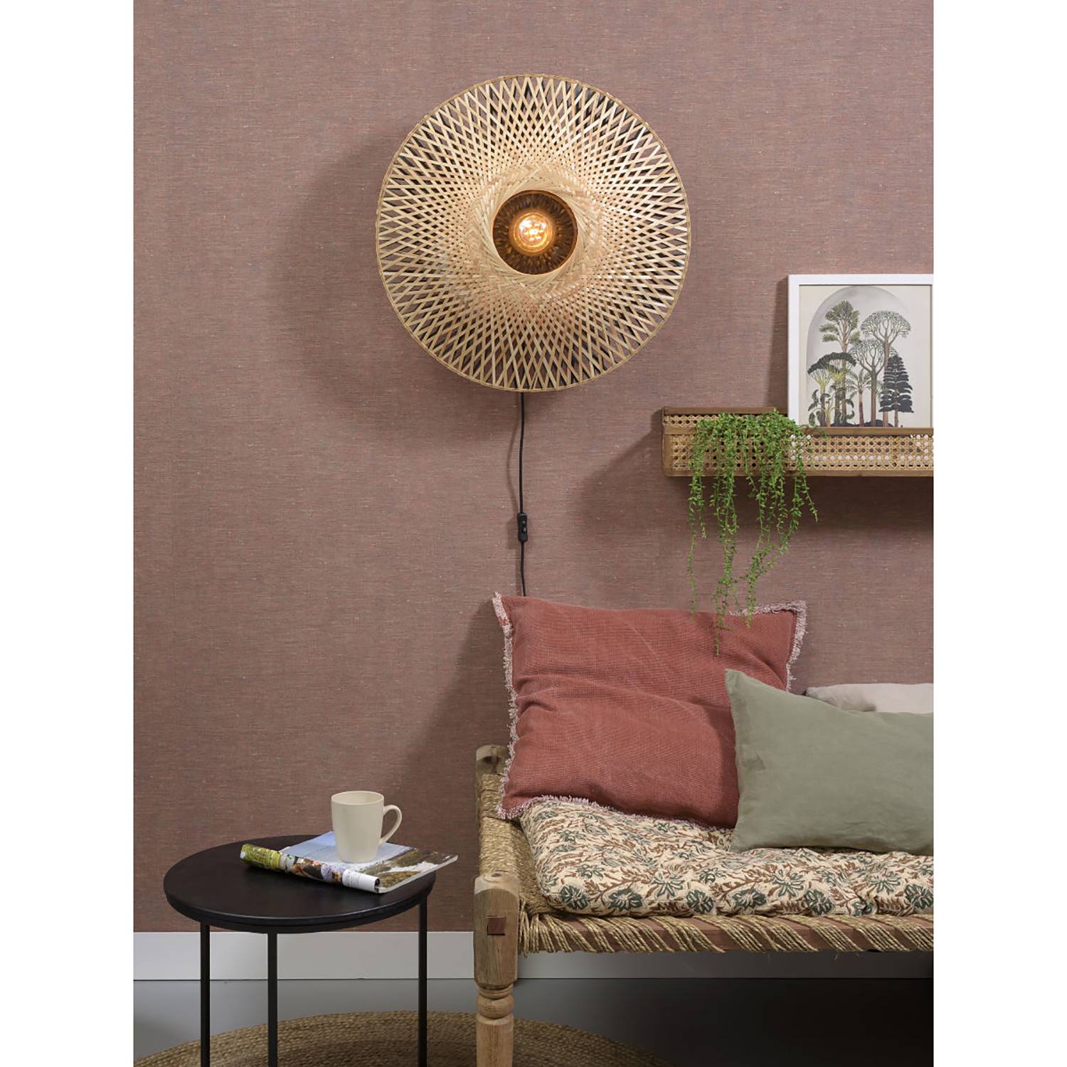 1-Light Wall Lamp Kalimantan Solid Bamboo Iron