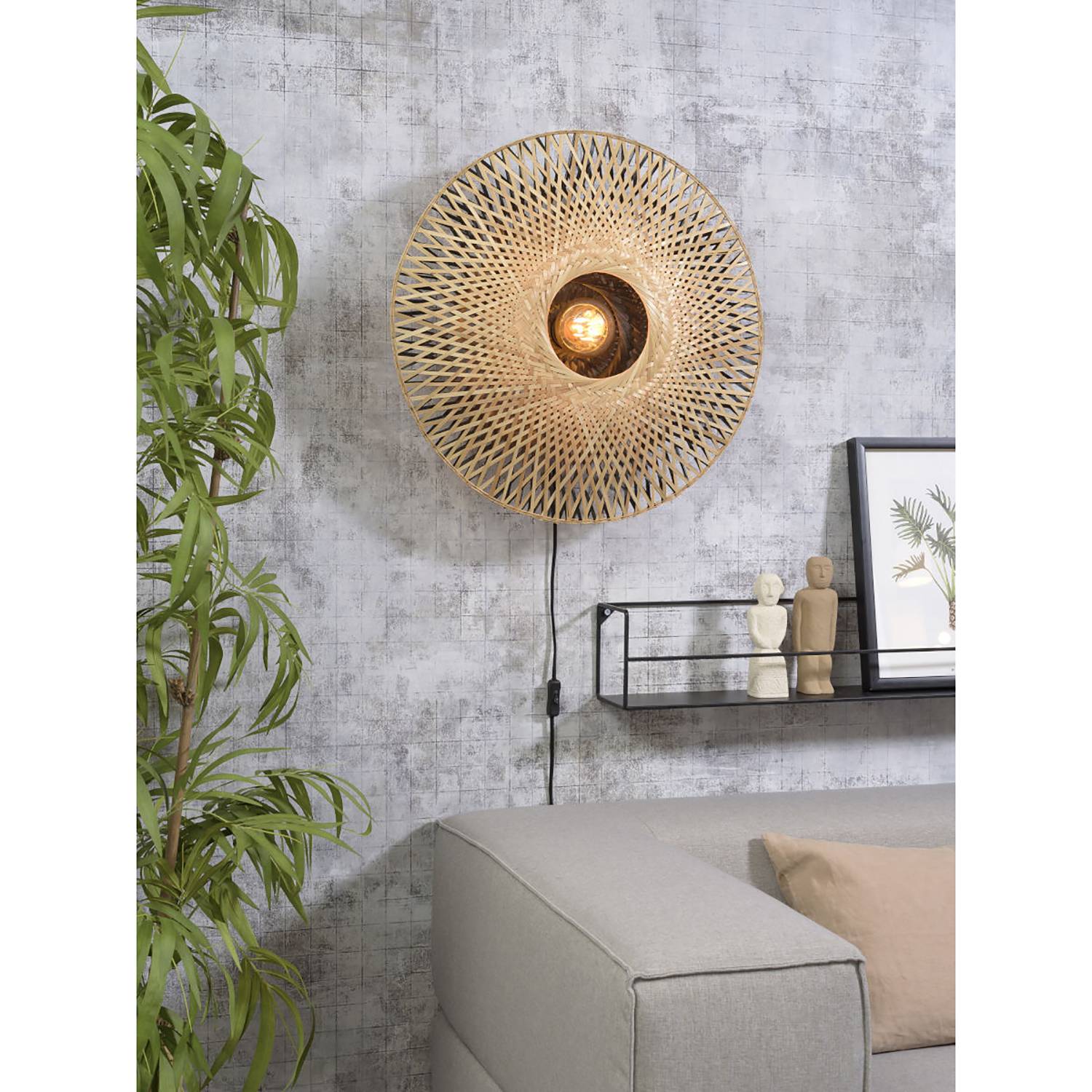 1-Light Wall Lamp Kalimantan Solid Bamboo Iron