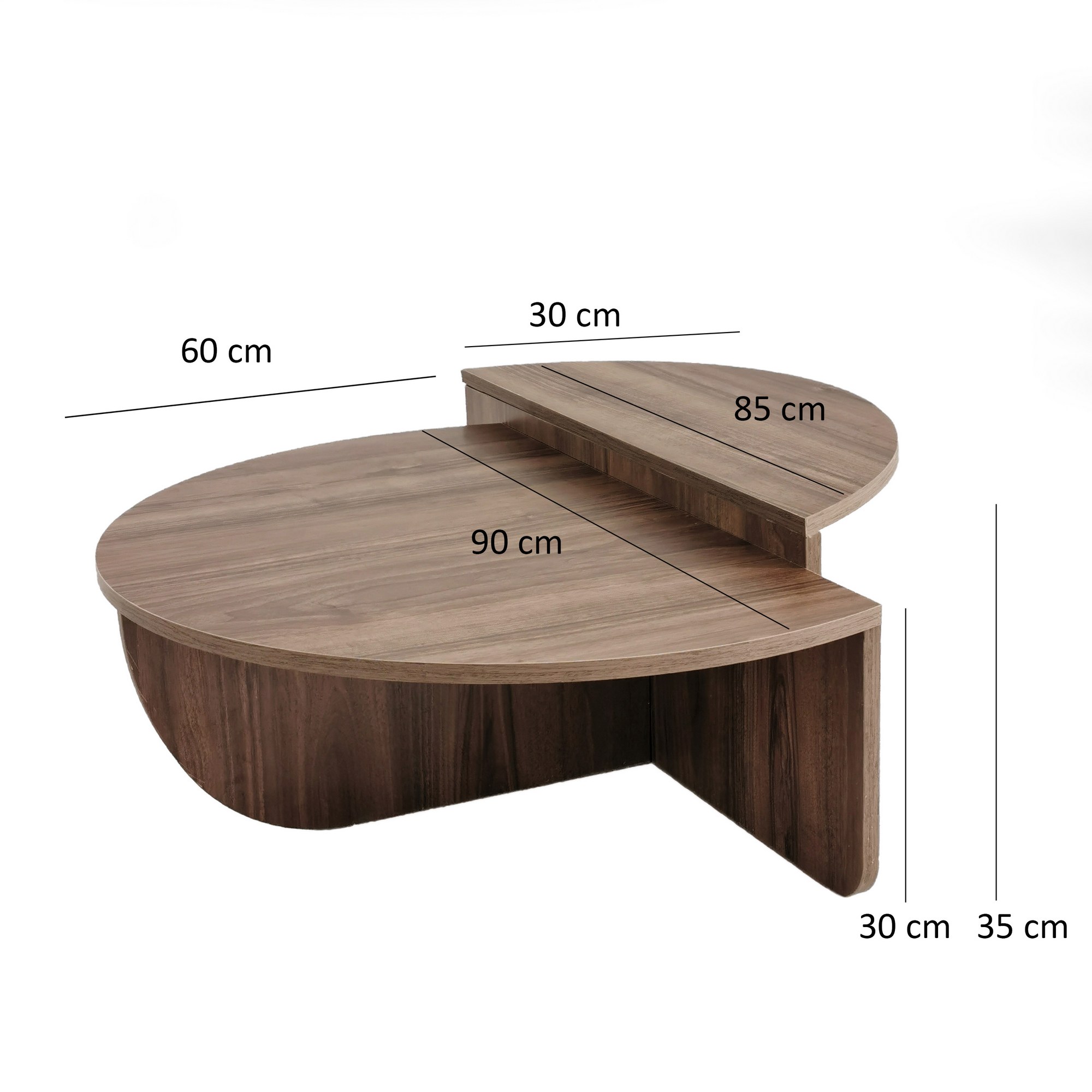 2x Podium Coffee Table Walnut Brown