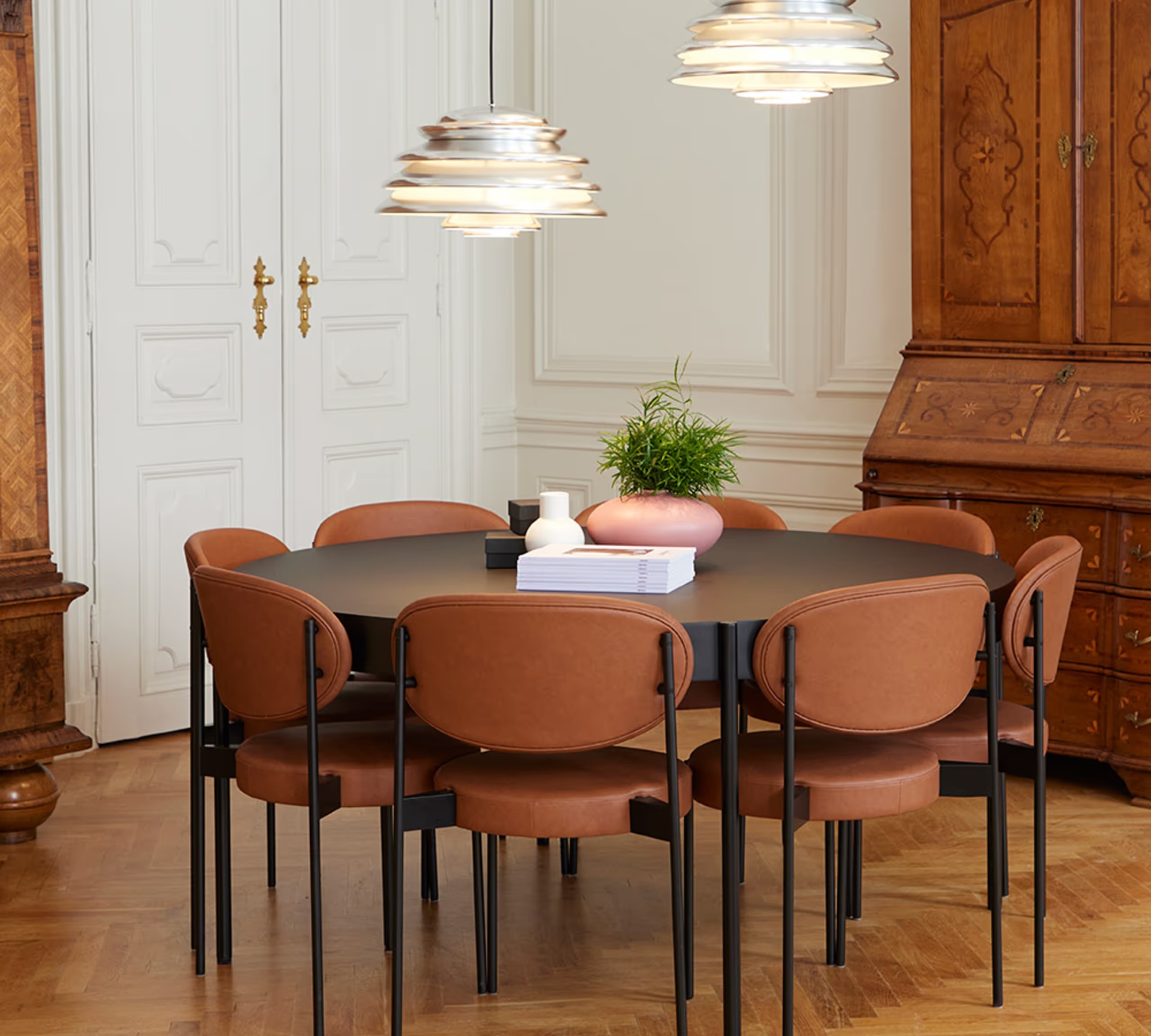 Verner Panton Serie 430 Sedia Pelle Marrone