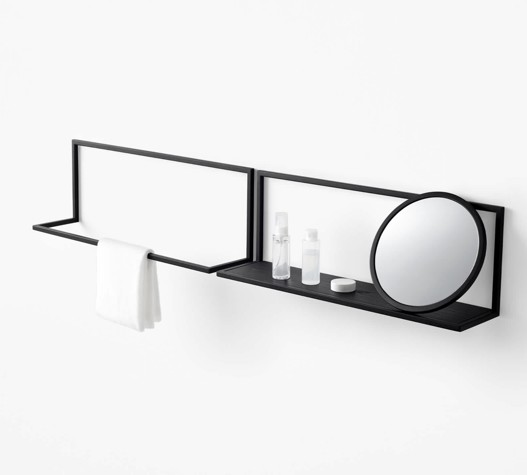 Frame Wall shelf with shelf Oak Black