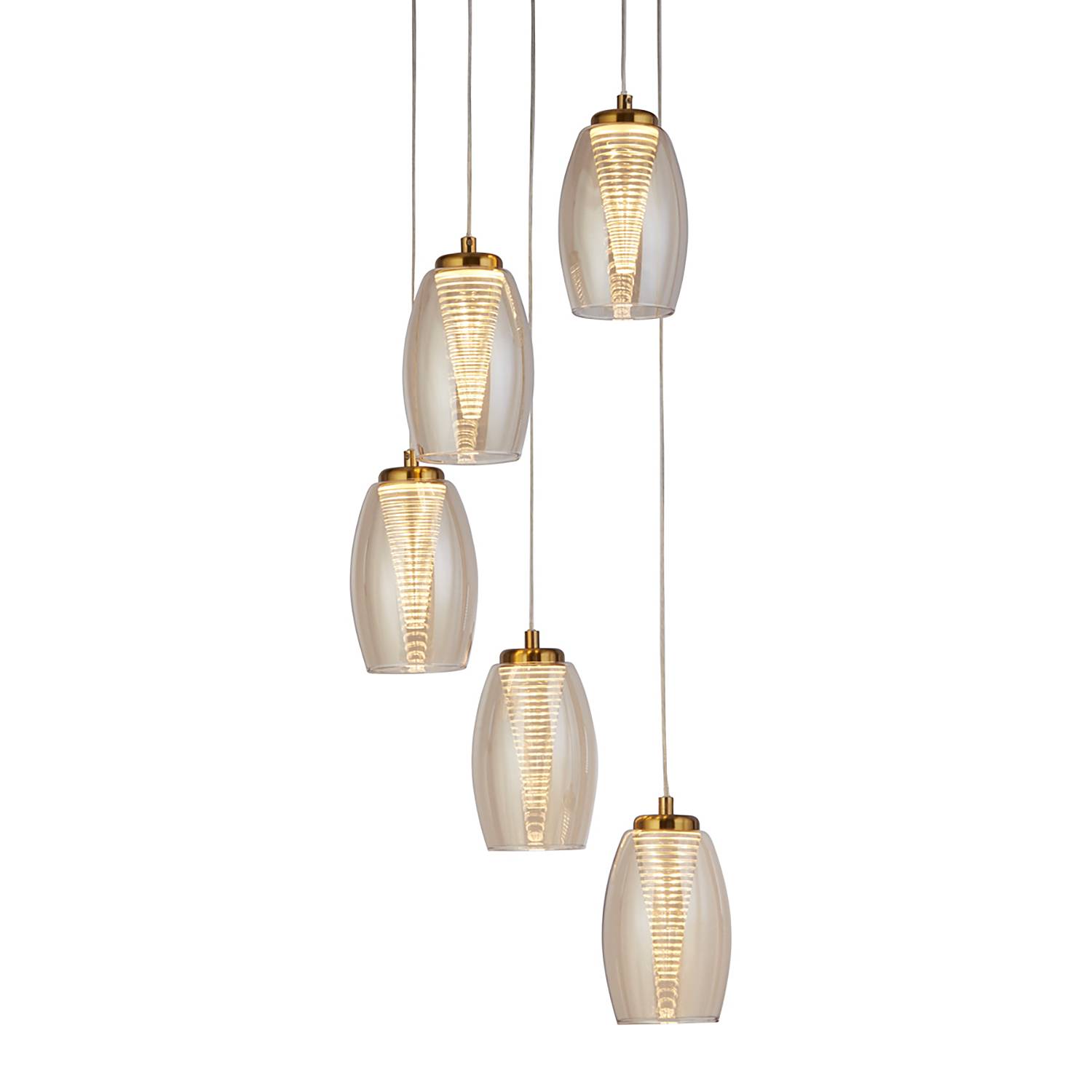 Cyclone pendant lamp steel clear glass 5-flame