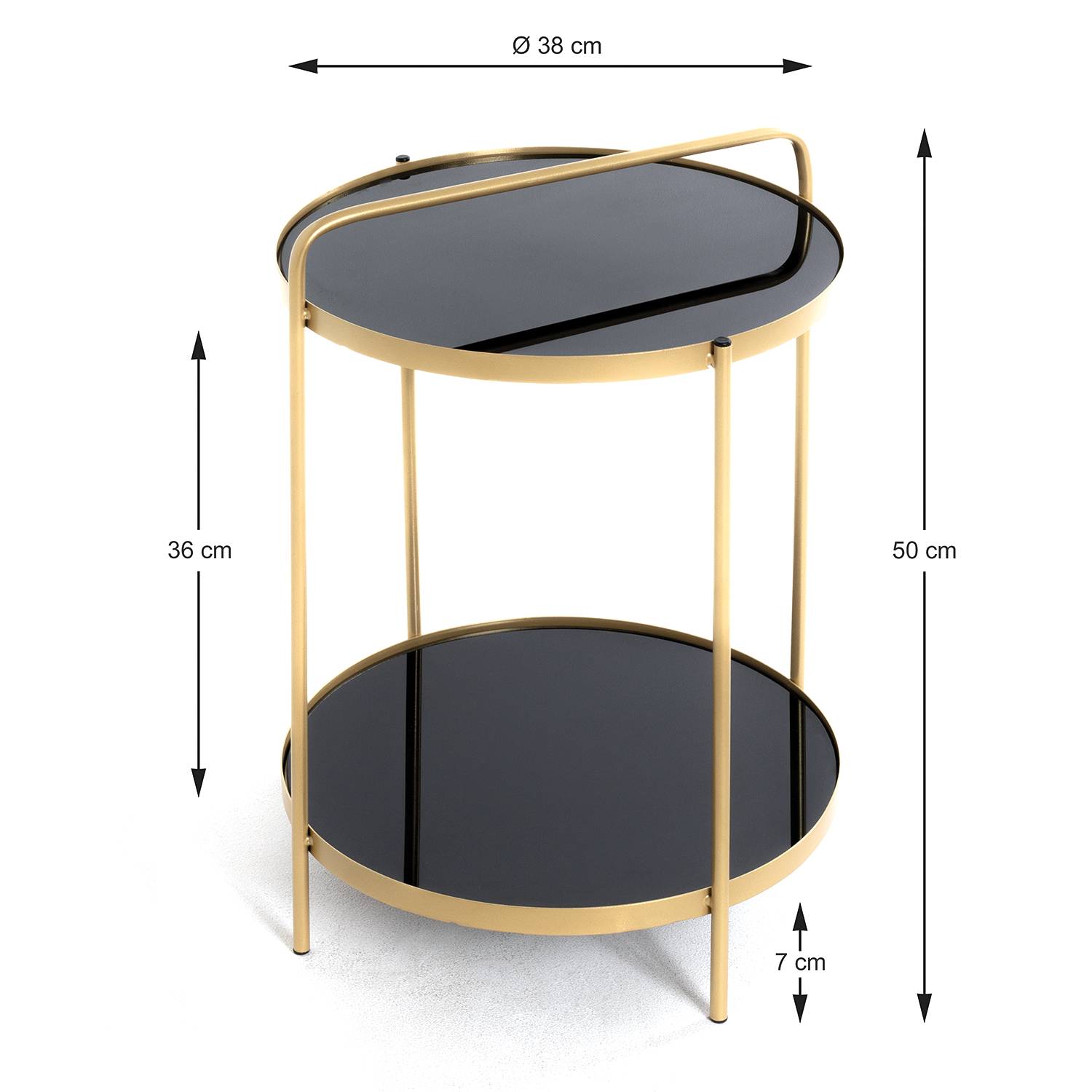 Warwick Side Table Glass Metal Black Gold