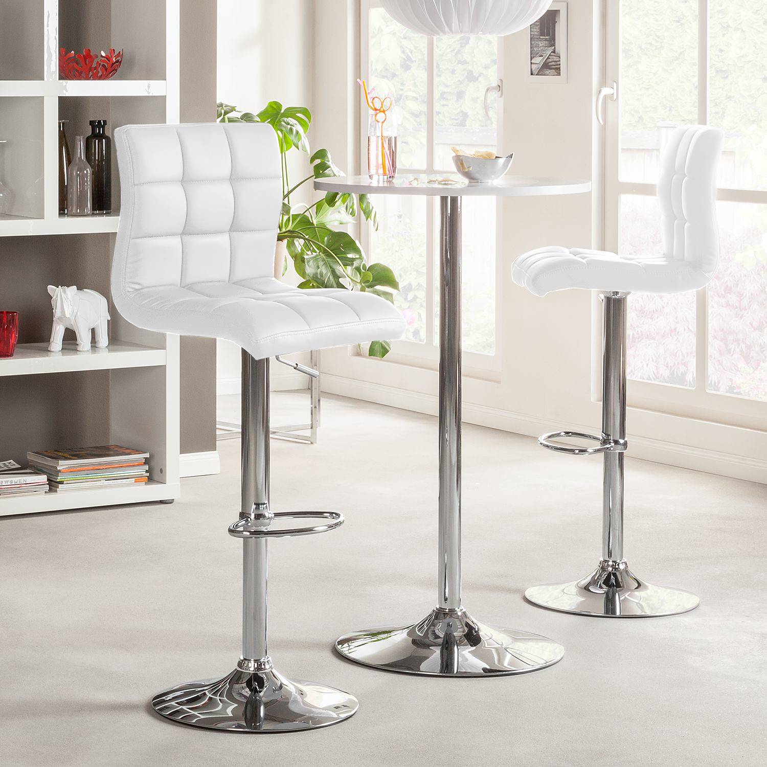 Bar stool Fitzgerald faux leather white chrome