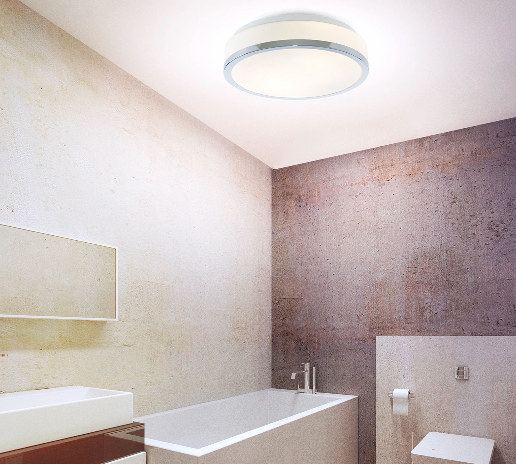 Bathroom lamp 2-light frosted glass steel