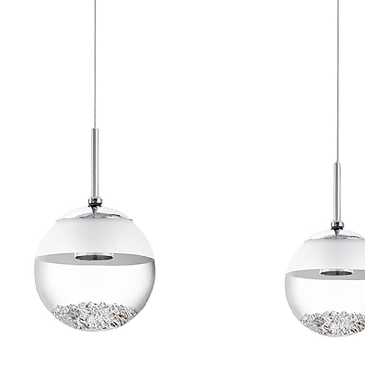 Montefio III LED pendant light Crystal glass Steel 3-flame