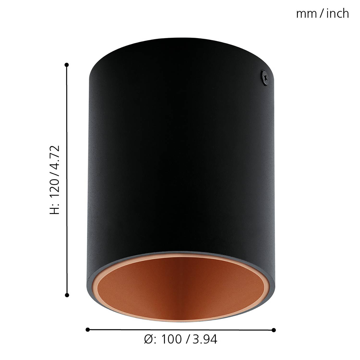 LED ceiling light metal plastic black copper