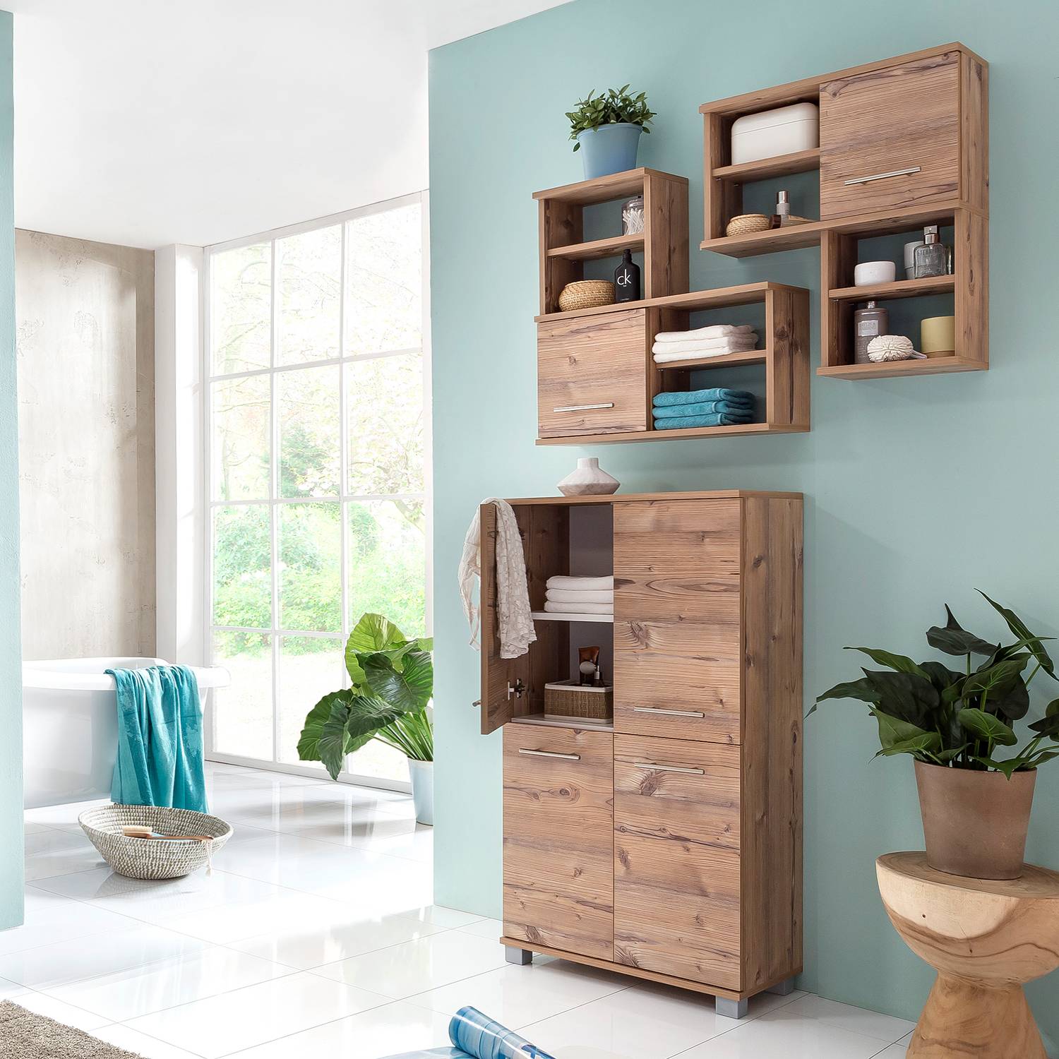 Wall cabinet Welnezz Swiveling Brown