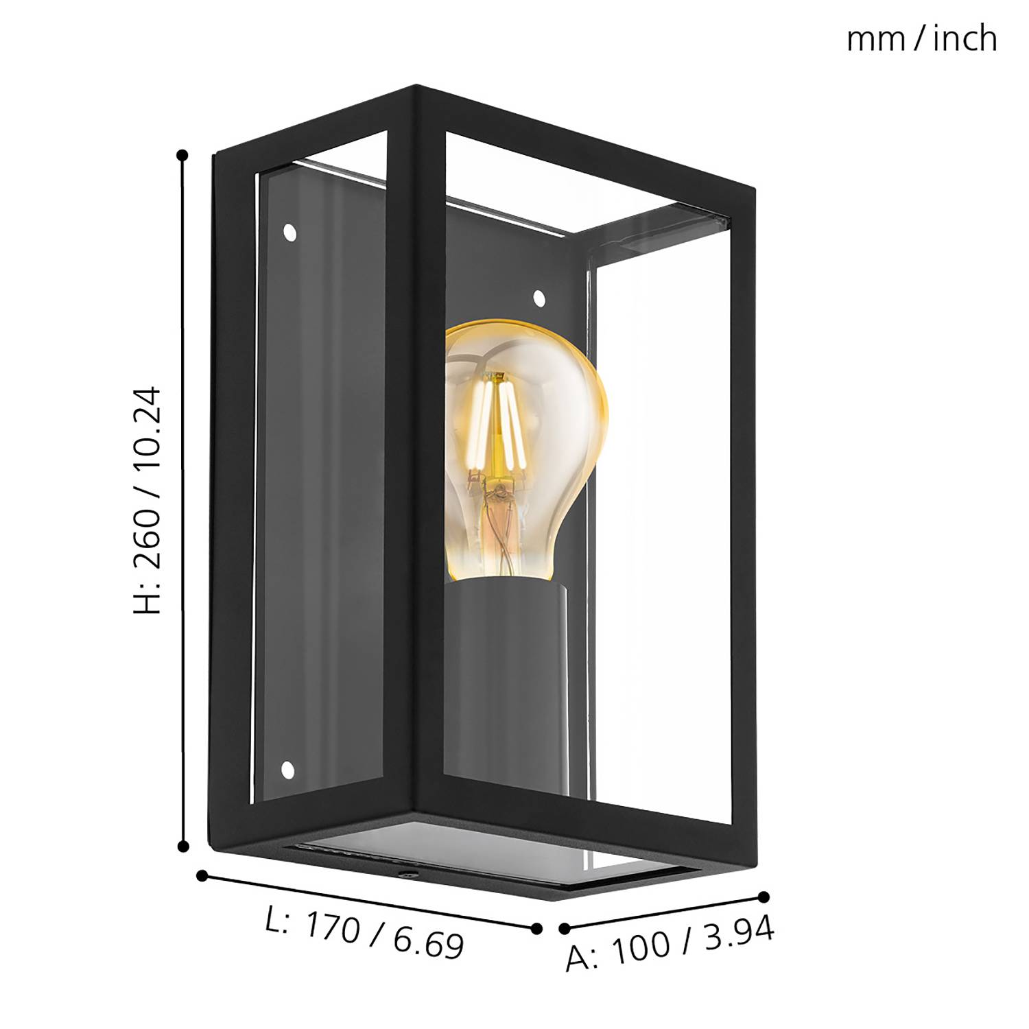 Outdoor wall light Stainless steel Black