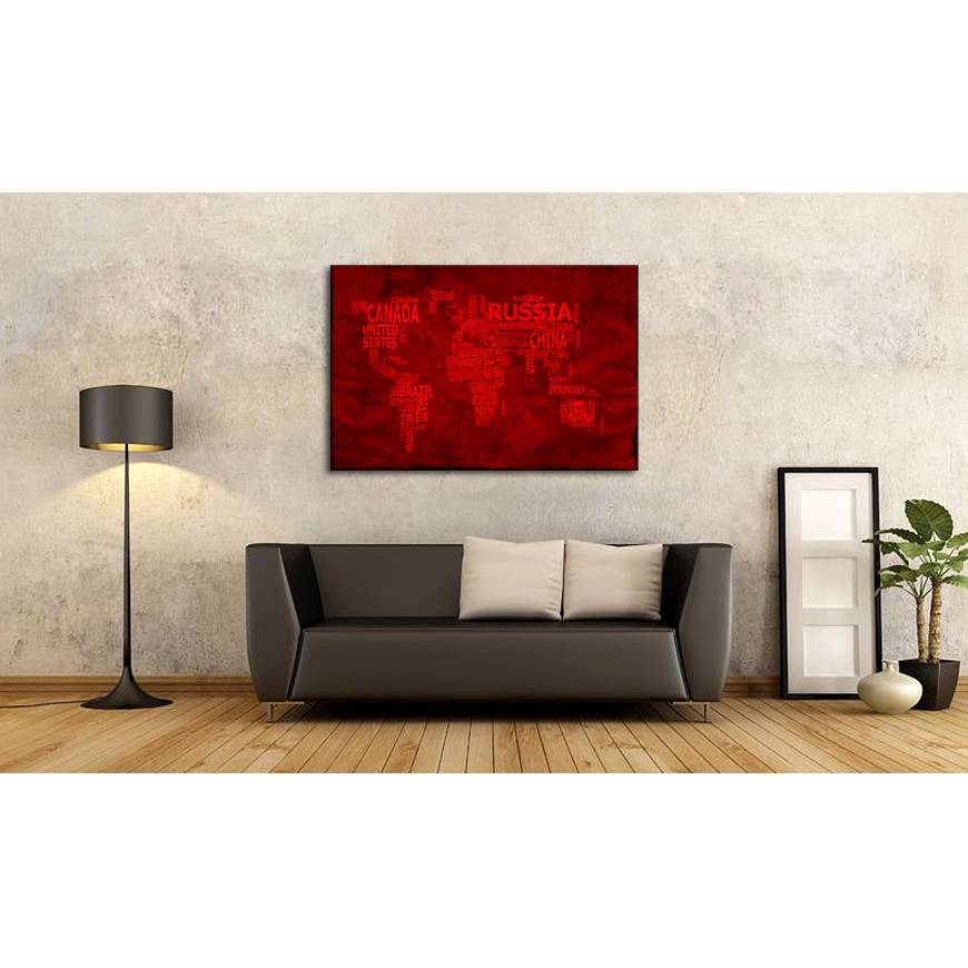 Bild Weltkarte Nr18 Rot Mischgewebe Kiefer 120 x 80 x 2 cm