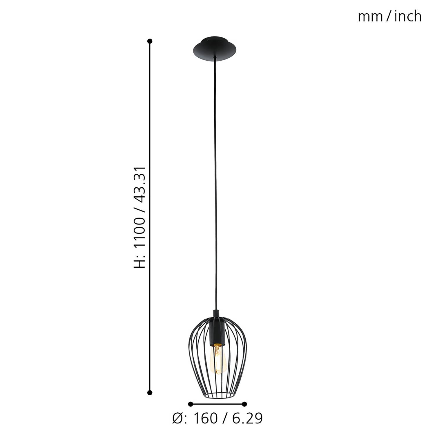 Newtown III Pendant Light Steel Single-flame