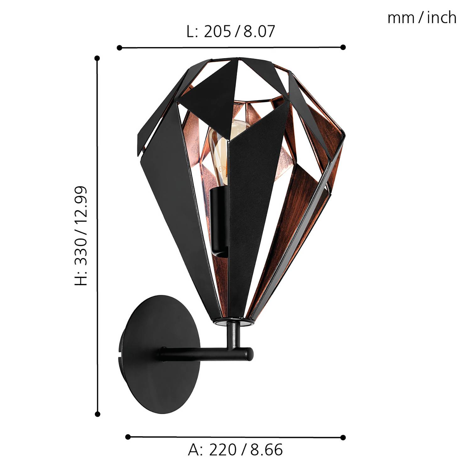 Wall lamp Carlton V steel   1-light