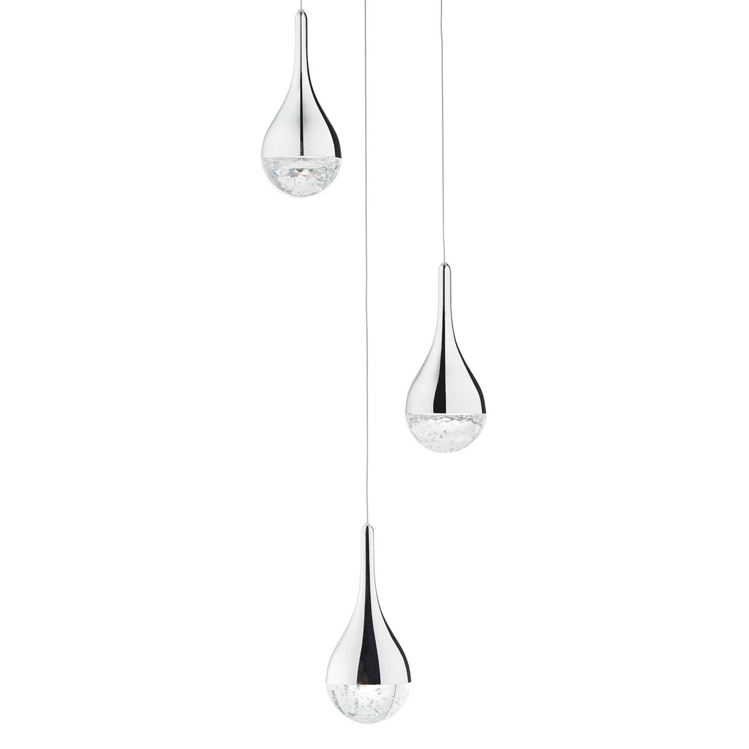 LED pendant lamp Frizzante Glass Steel Number of flames: 3