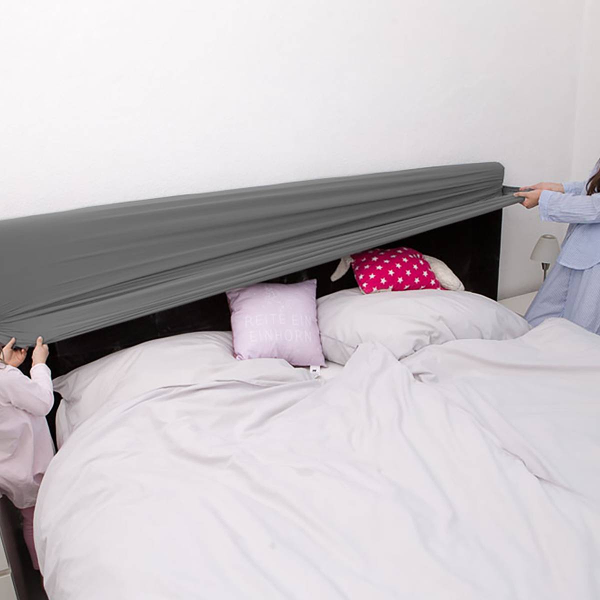 Boxspring-Kopfteilbezug Greenmount Mischgewebe Granit