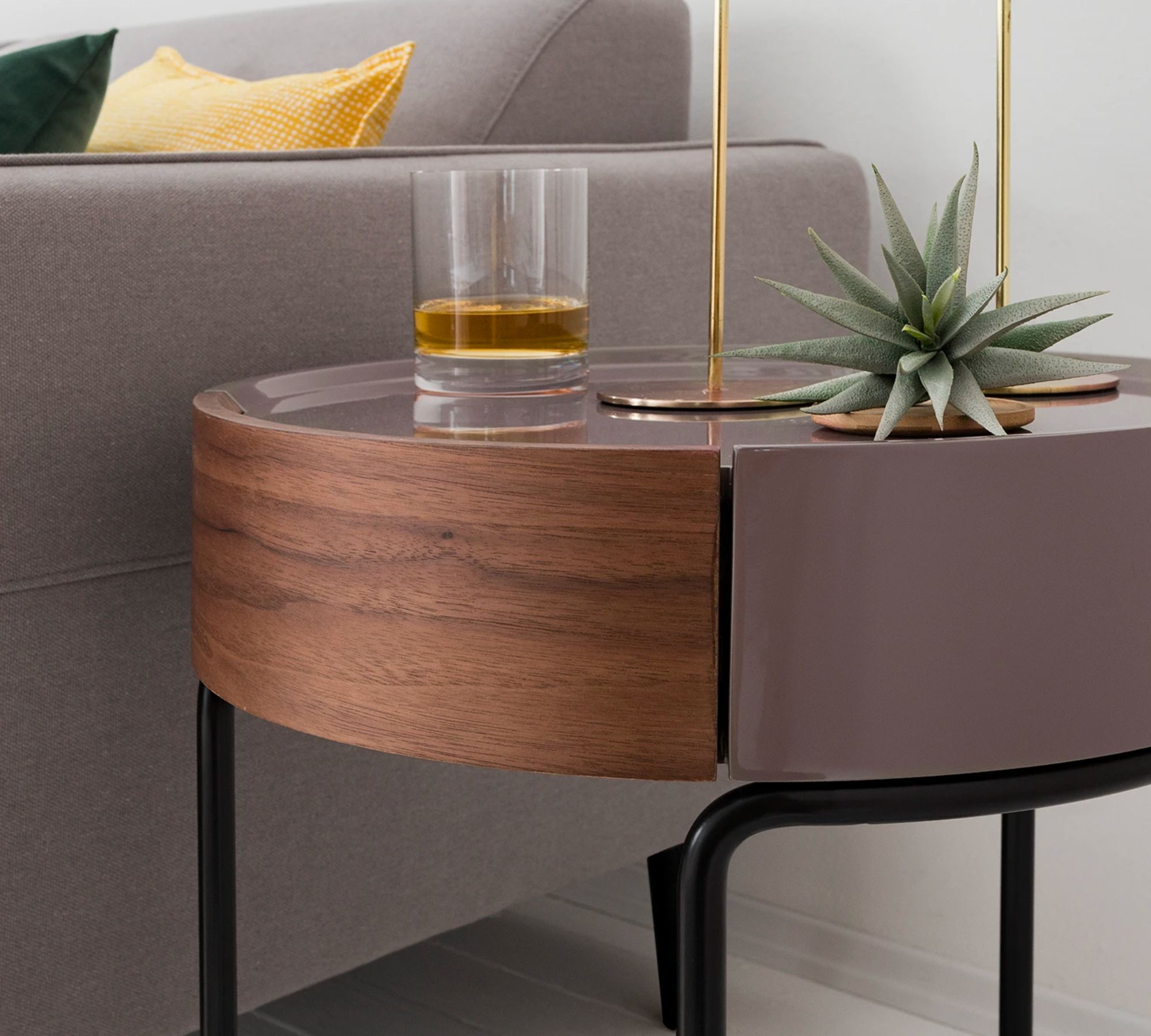 Side table Don Wood material / Metal Brown / Black