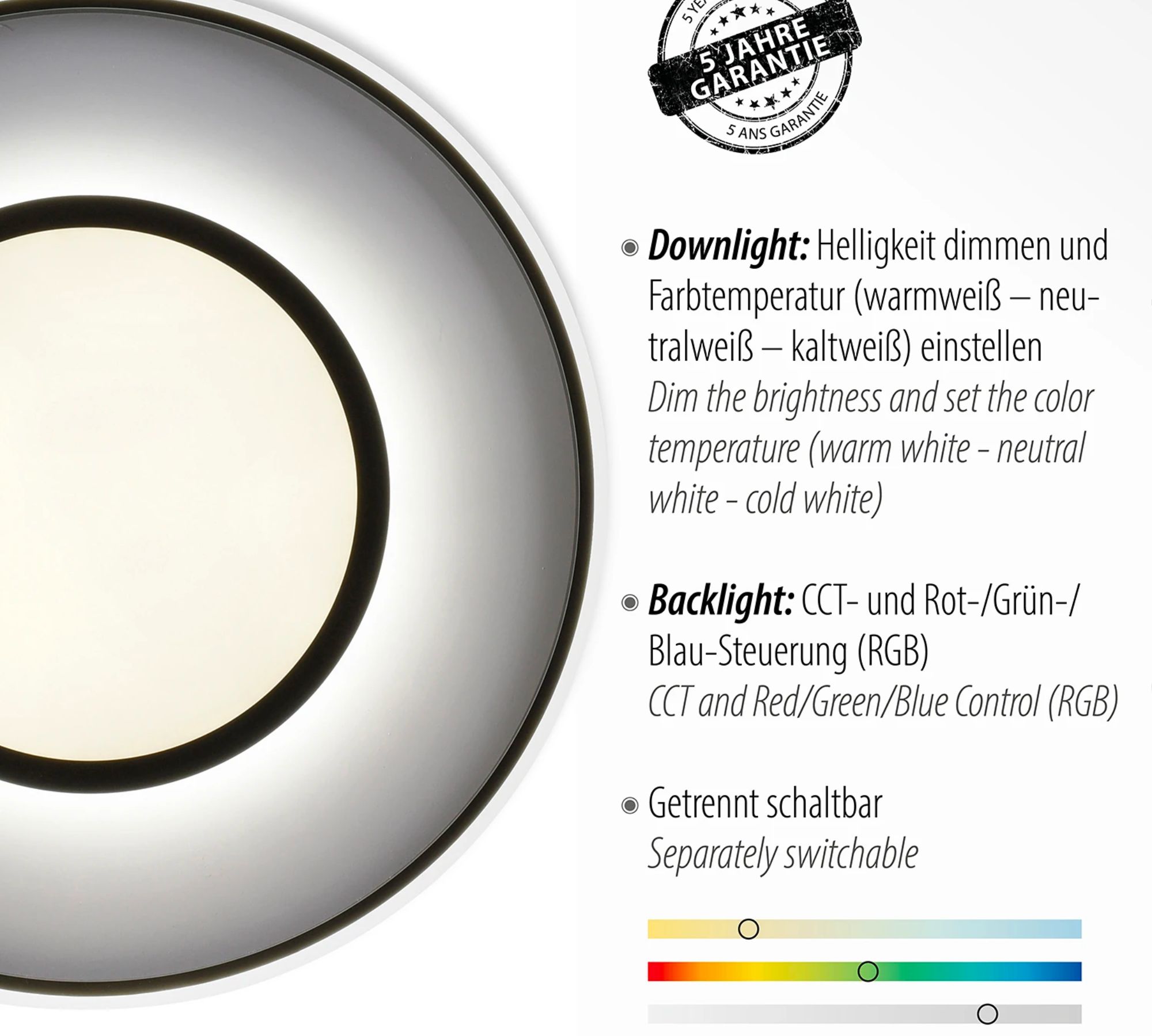LED ceiling light 1-flame plastic metal