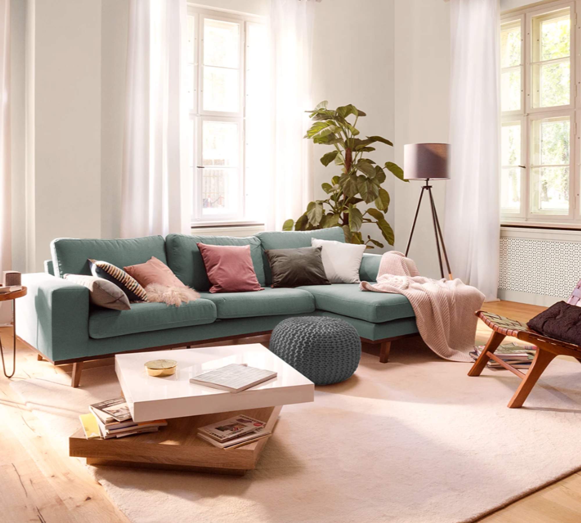 Pouf Webstoff Grau
