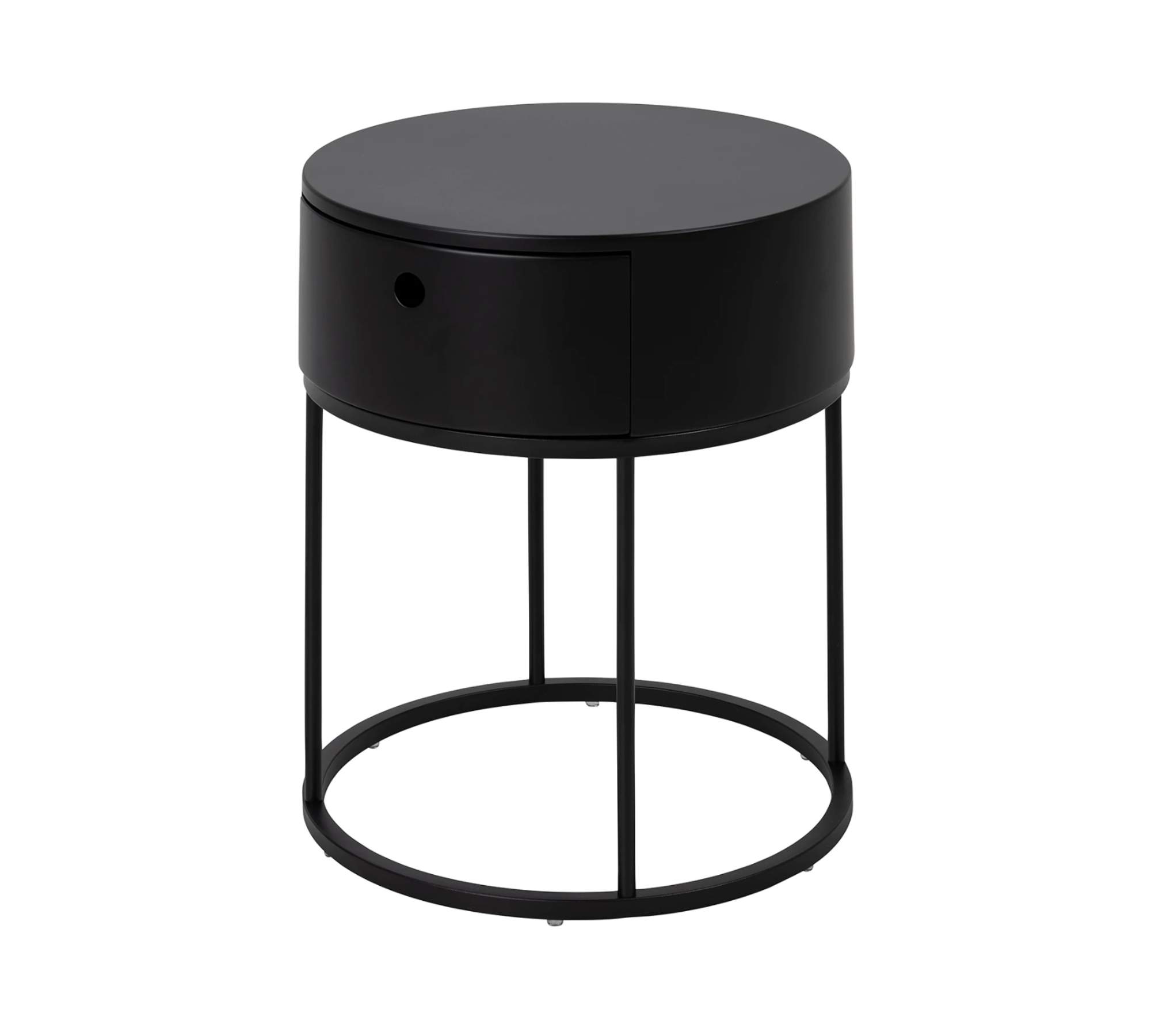 Nightstand Wood Metal Matte Black