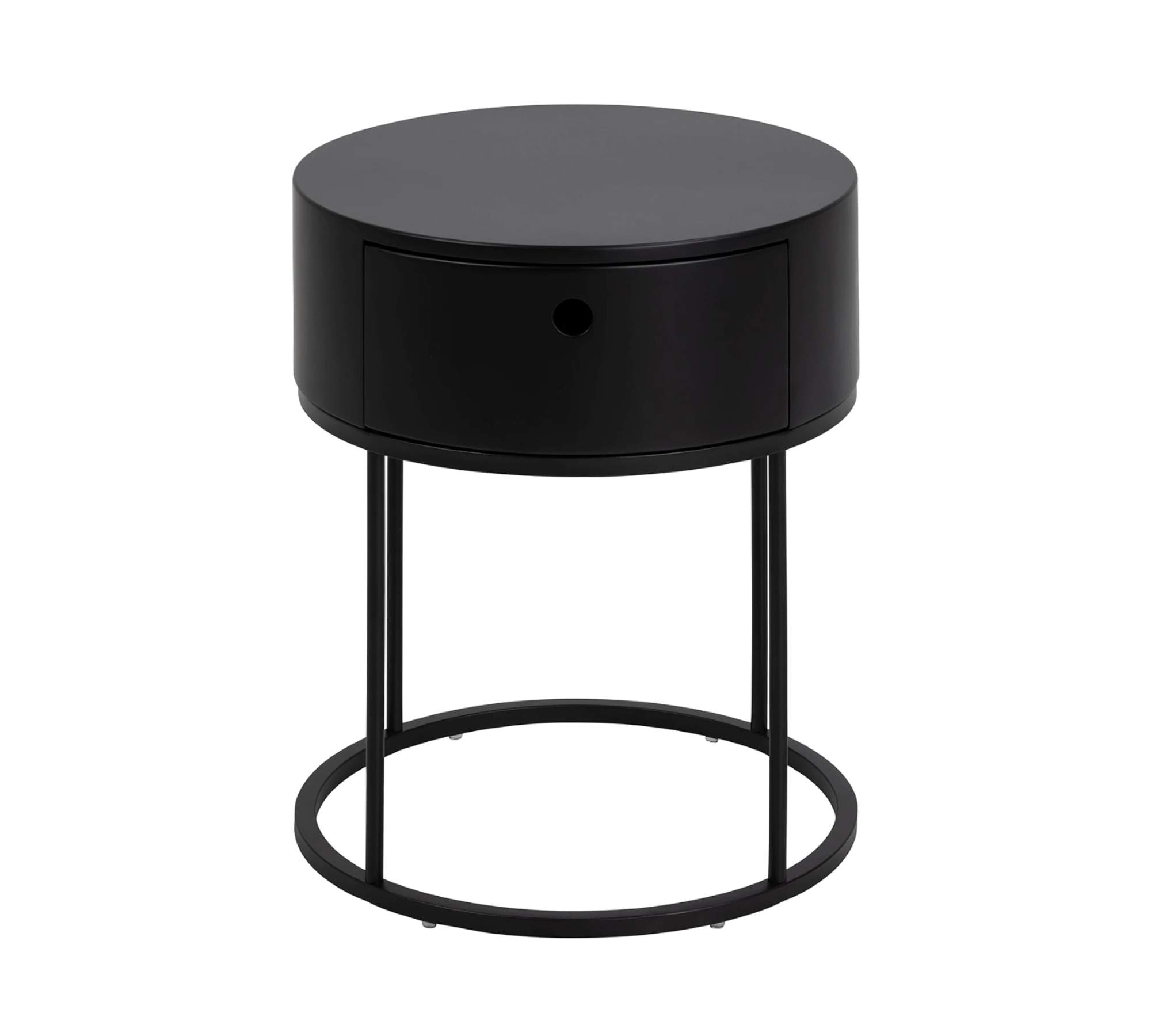 Nightstand Wood Metal Matte Black