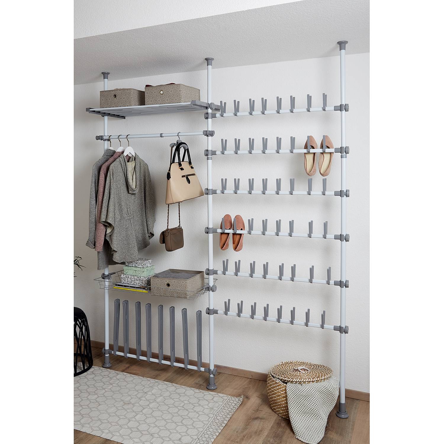 Telescopic clothes rack Hercules I Metal White 1 set