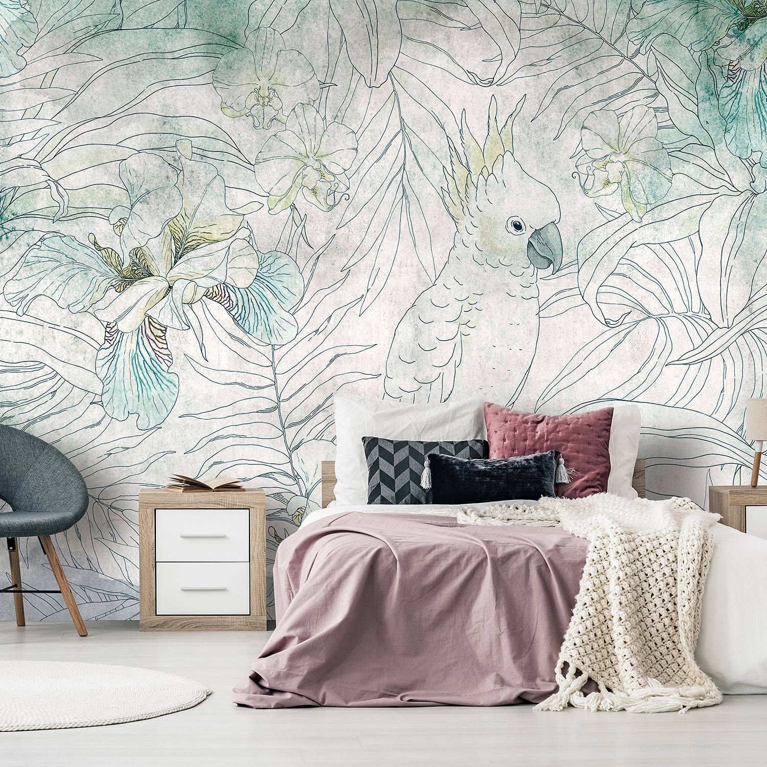 Non-woven photo wallpaper Cockatoo Garden Premium