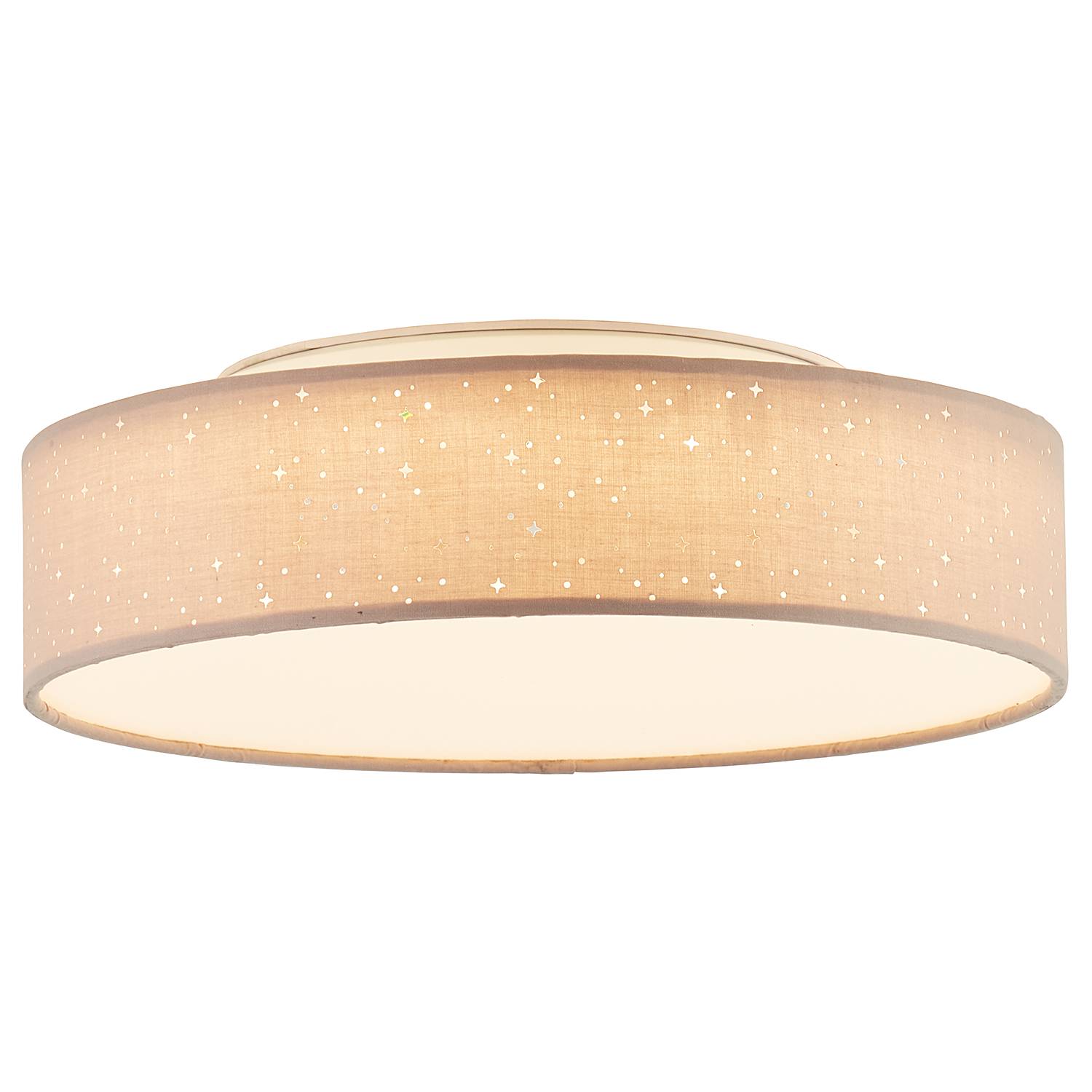 LED-Deckenleuchte Baska Mischgewebe Eisen Braun