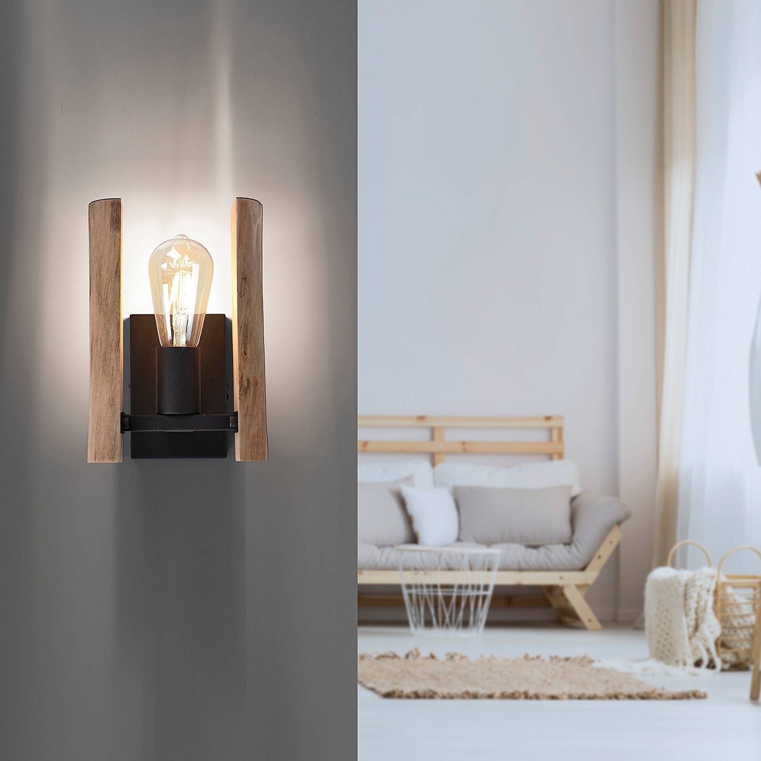 Log Wall Lamp Iron Eucalyptus 1-light